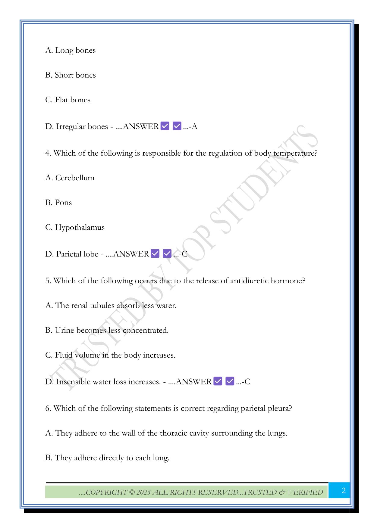 Anatomy and Physiology Online Practice A Exam 2025 Questions and Answers
