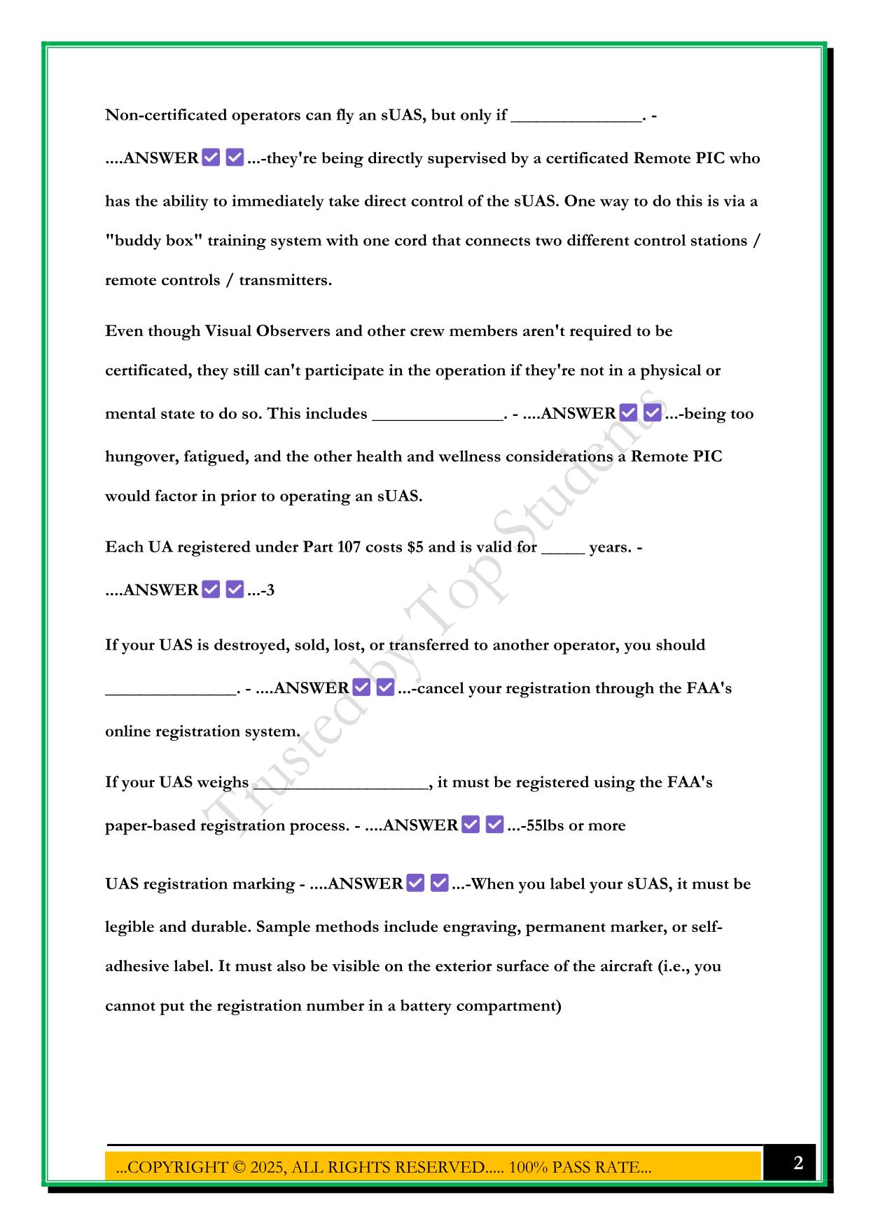 DRONE PILOT GROUND SCHOOL EXAM 2025 QUESTIONS AND ANSWERS