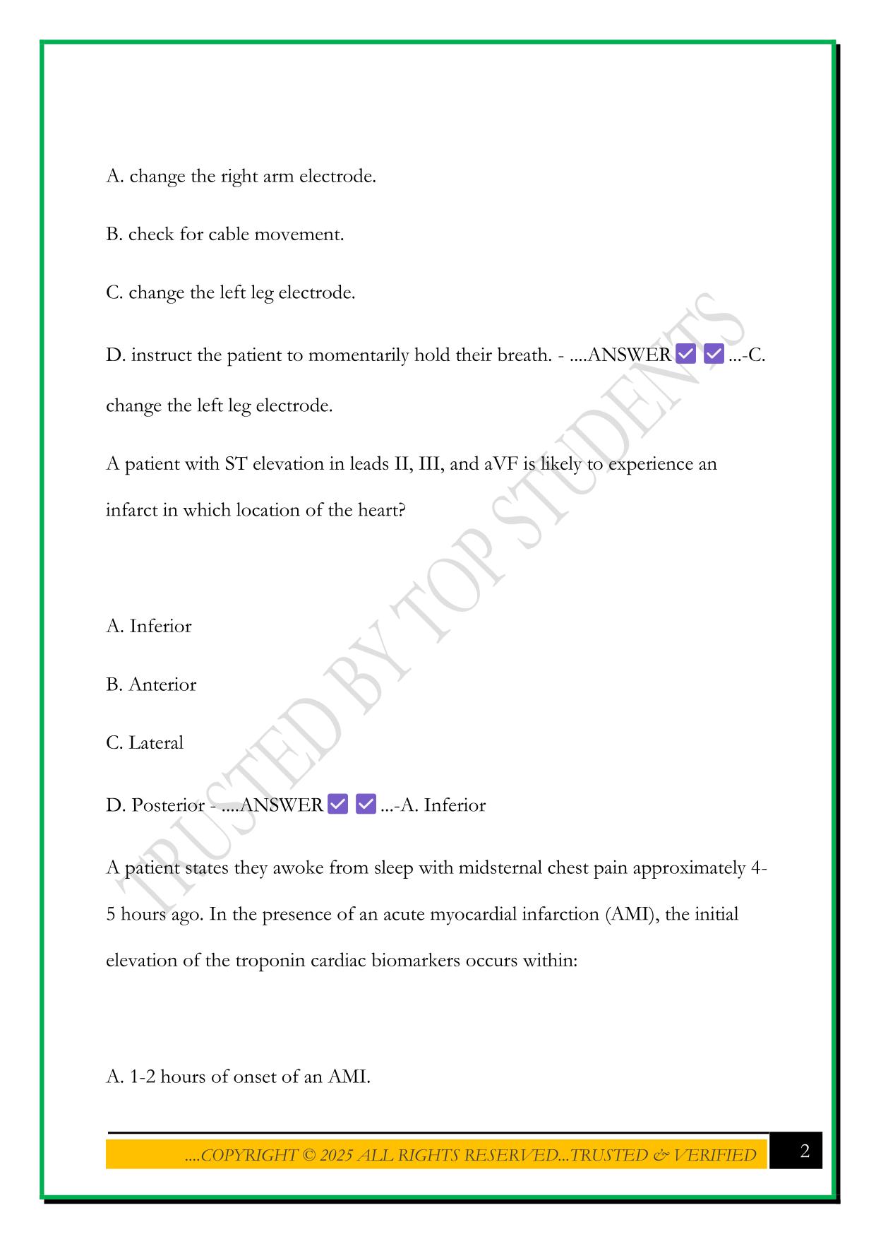 CEN REVIEW (ENA CH.7 PRACTICE EXAM) 2025 QUESTIONS AND ANSWERS
