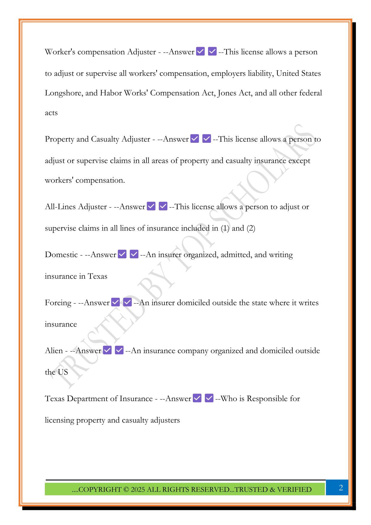 Claims Adjuster test 2025 Questions and Answers