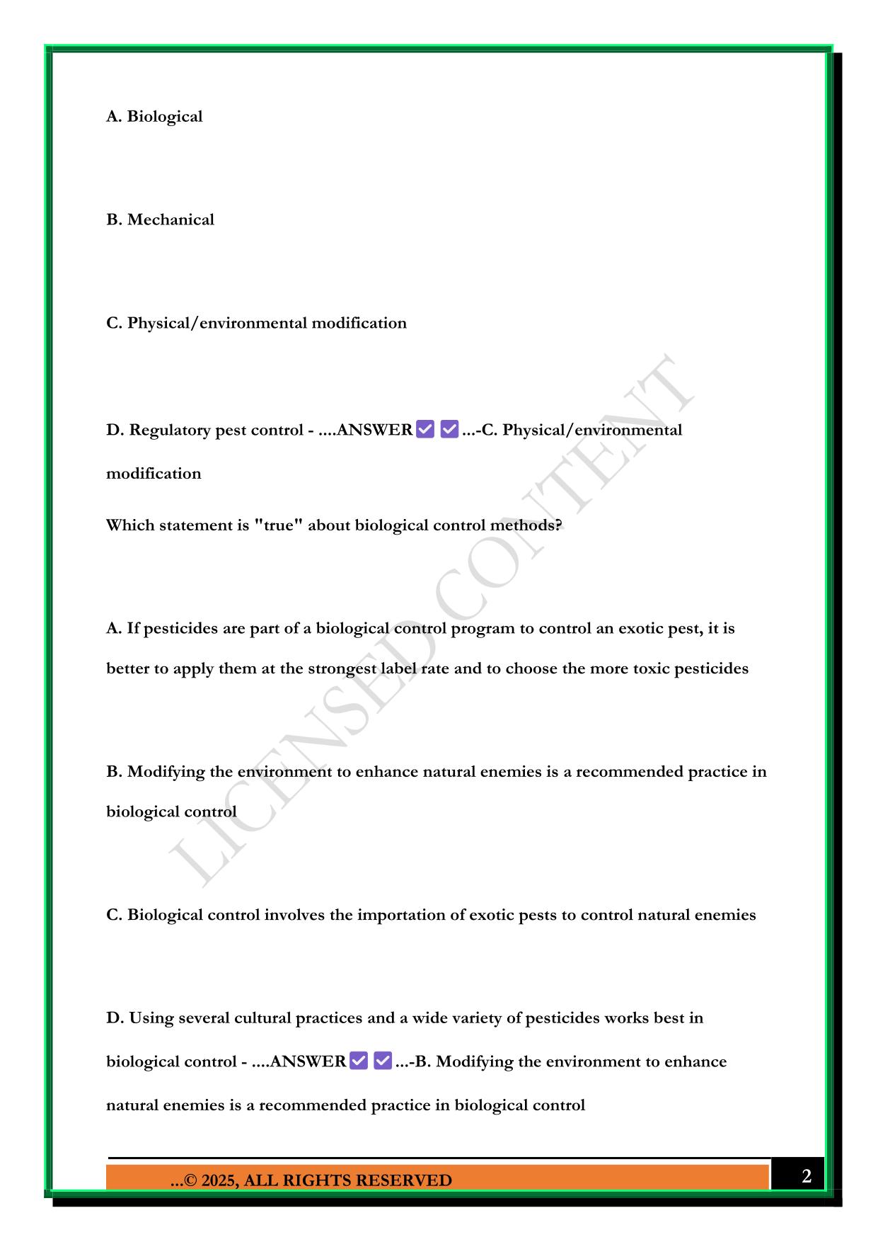 NATIONAL PESTICIDE APPLICATOR CERTIFICATION CORE MANUAL EXAM 2025 QUESTIONS AND ANSWERS
