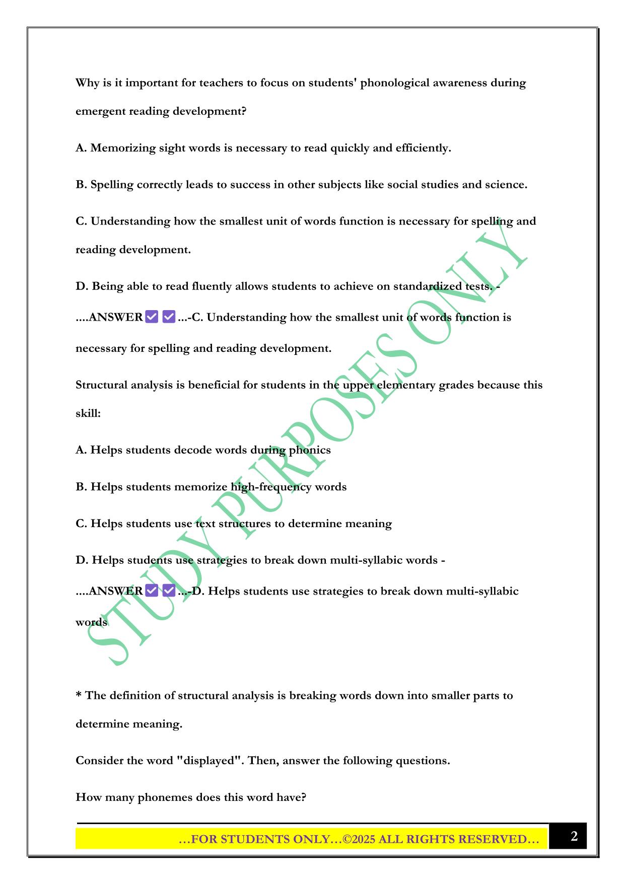 ELED 330 Final Exam 2025 Questions and Answers