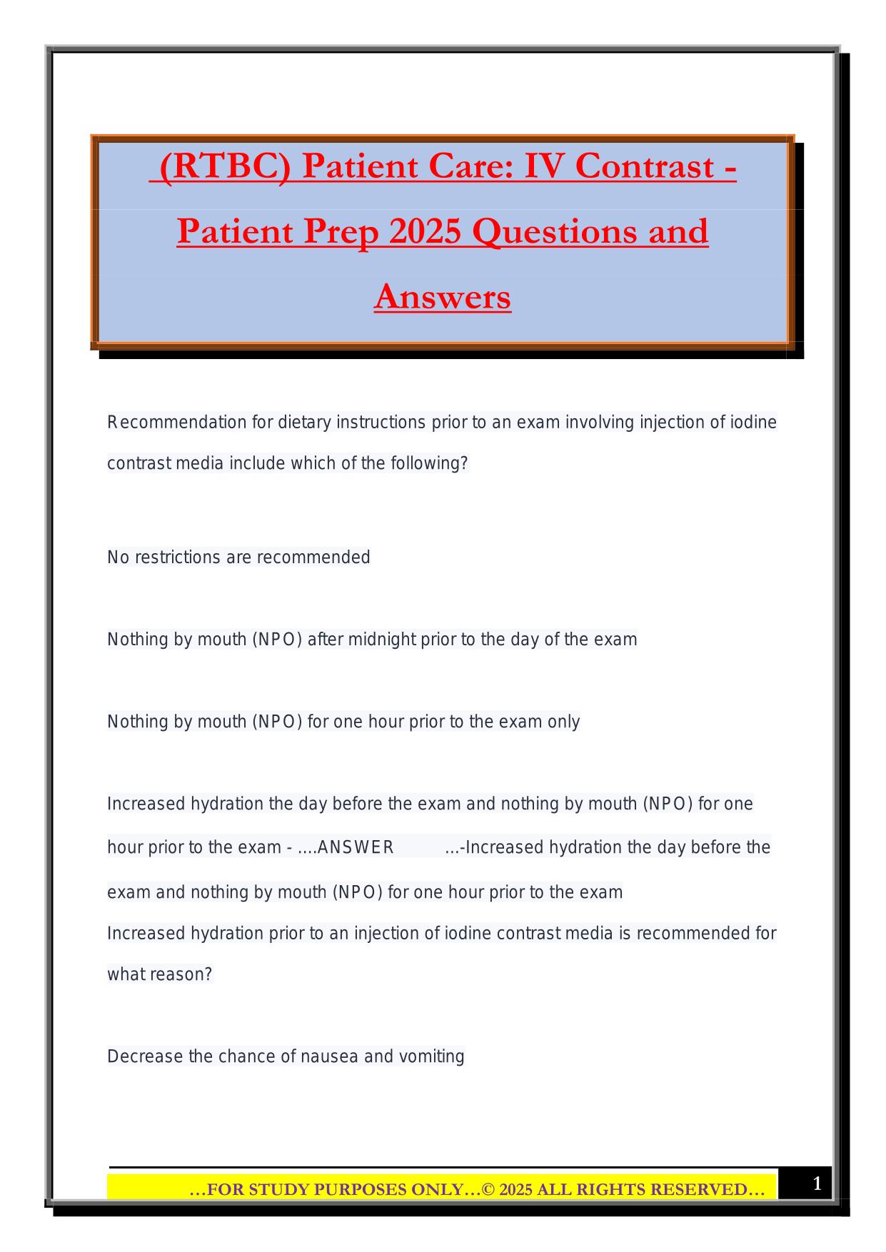 RTBC Bundled Exams 2025/2026 |Questions and Answers|100% Pass
