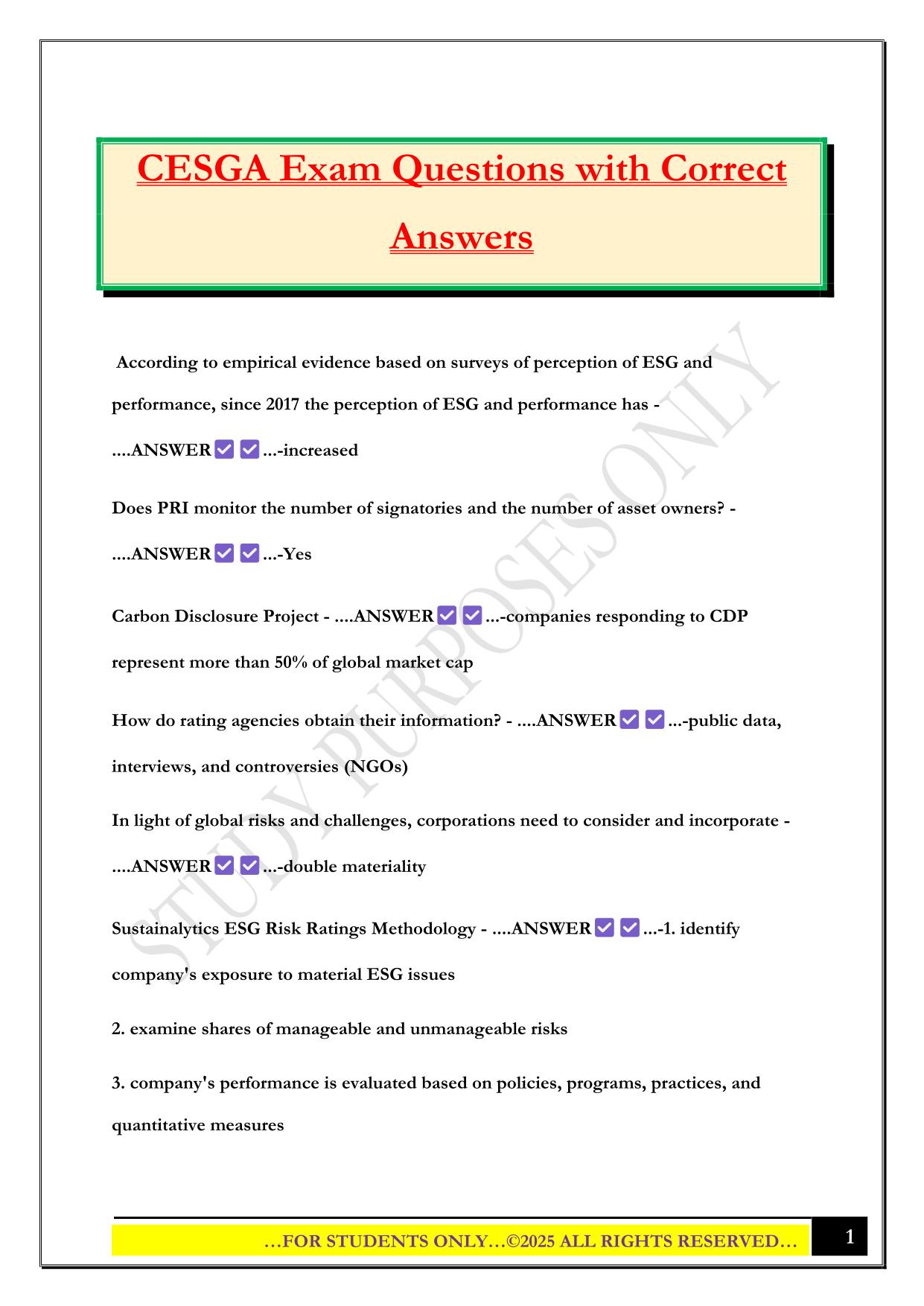 CESGA Exam Questions with Correct Answers