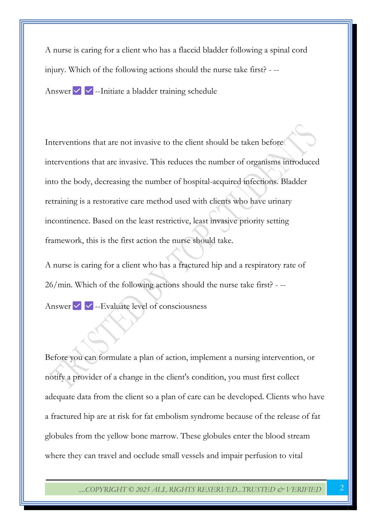 ATI - Priority Setting Framework - Advanced Test 2025 Questions and Answers