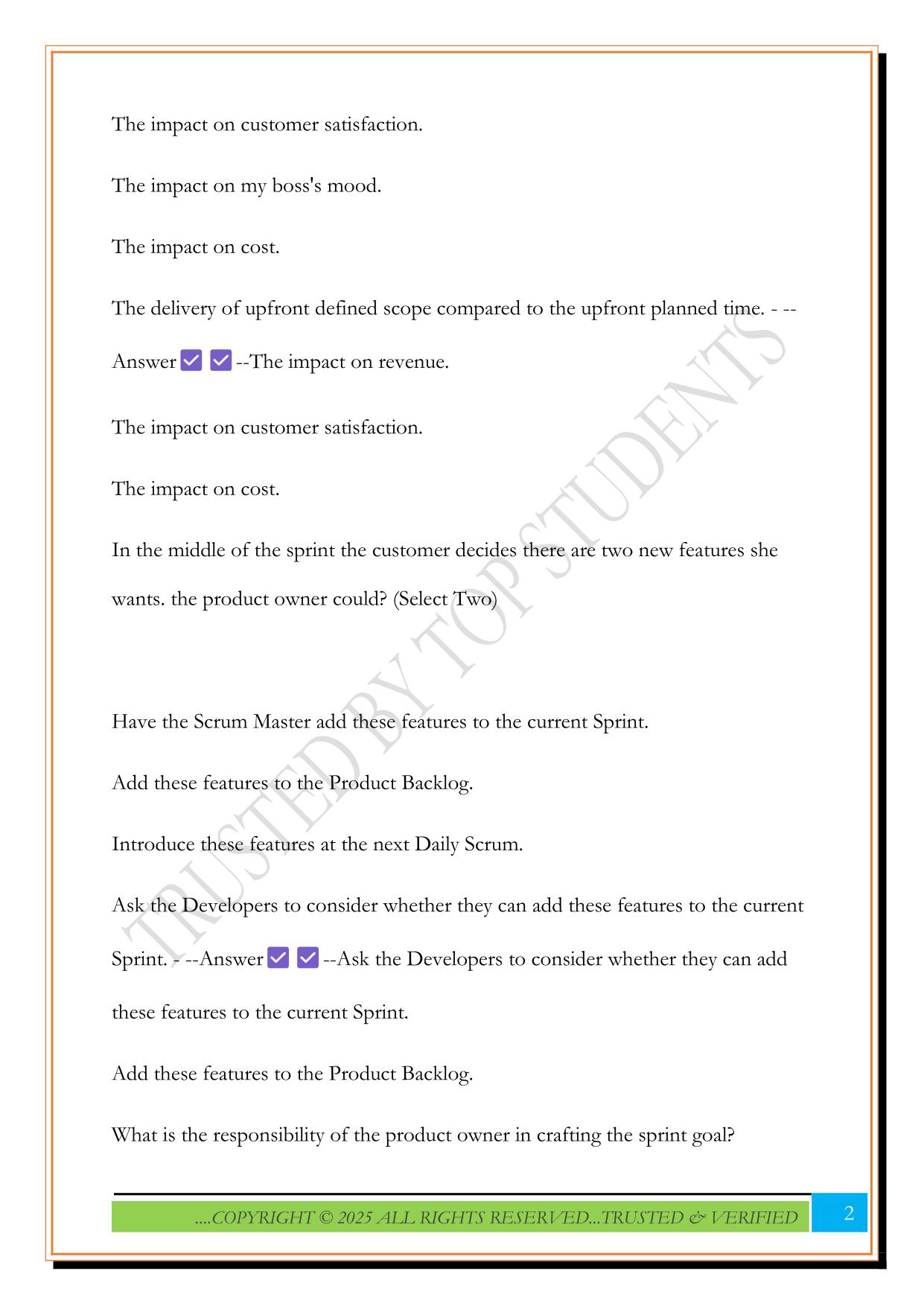 PSPO I Study Guide Exam 2025 Questions and Answers