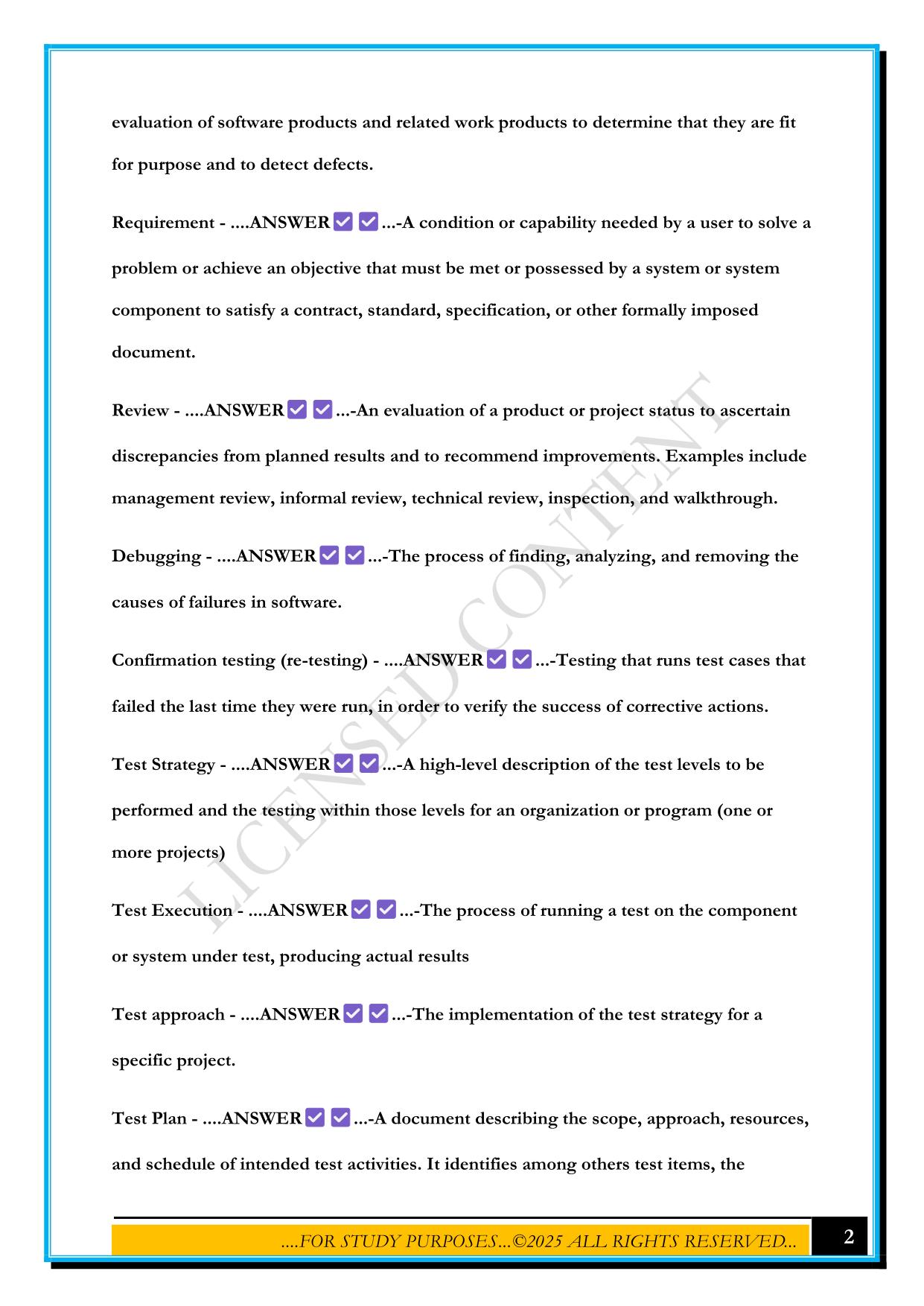 ISTQB FOUNDATION LEVEL EXAM 2025 QUESTIONS AND ANSWERS