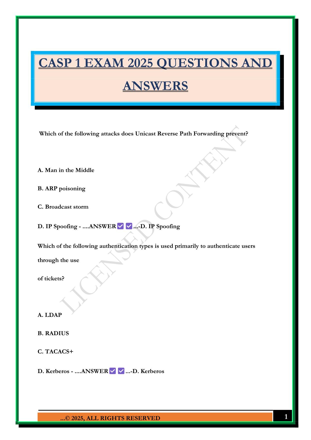 CASP 1 EXAM 2025 QUESTIONS AND ANSWERS