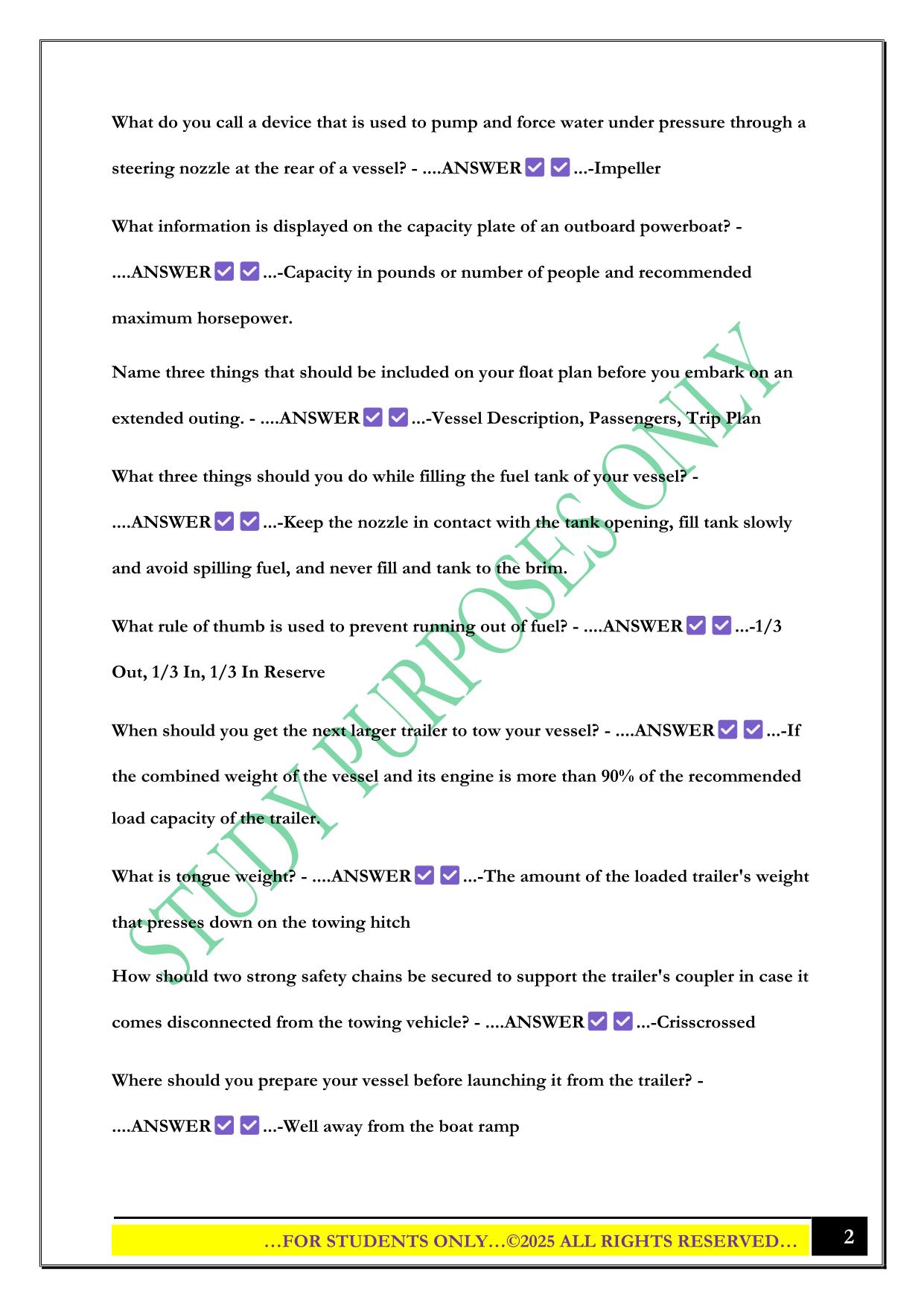 Wisconsin Boater's Safety Exam 2025 Questions and Answers