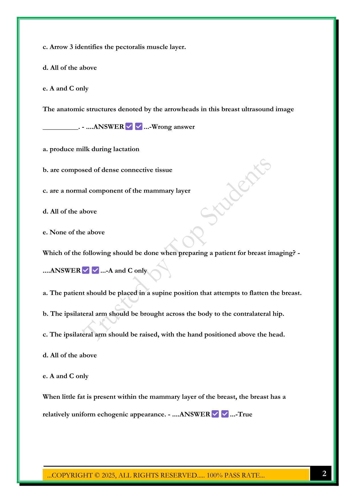 BREAST SONOSIM MASTERY TEST 2025 QUESTIONS AND ANSWERS