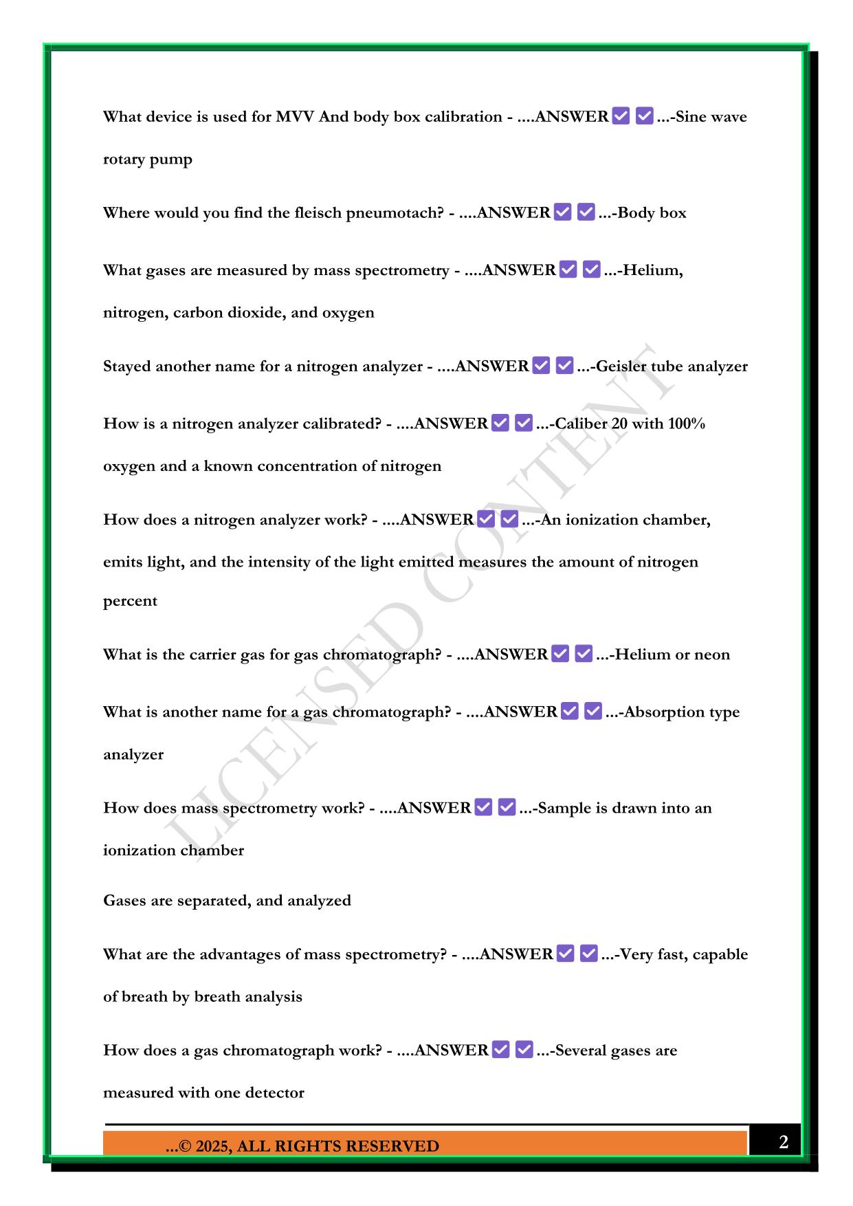 PFT: EQUIPMENT EXAM 2025 QUESTIONS AND ANSWERS