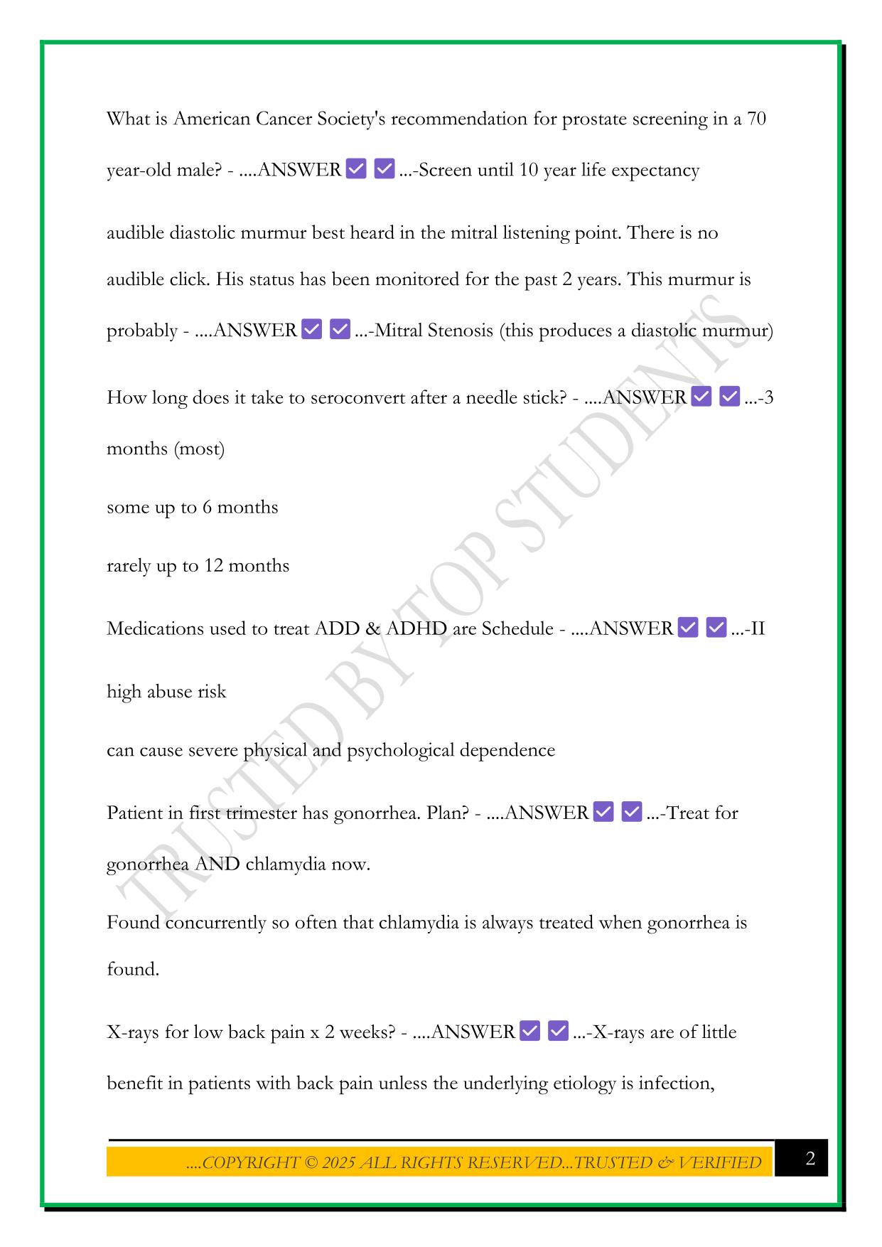 FNP CERTIFICATION STUDY EXAM 2025 QUESTIONS AND ANSWERS