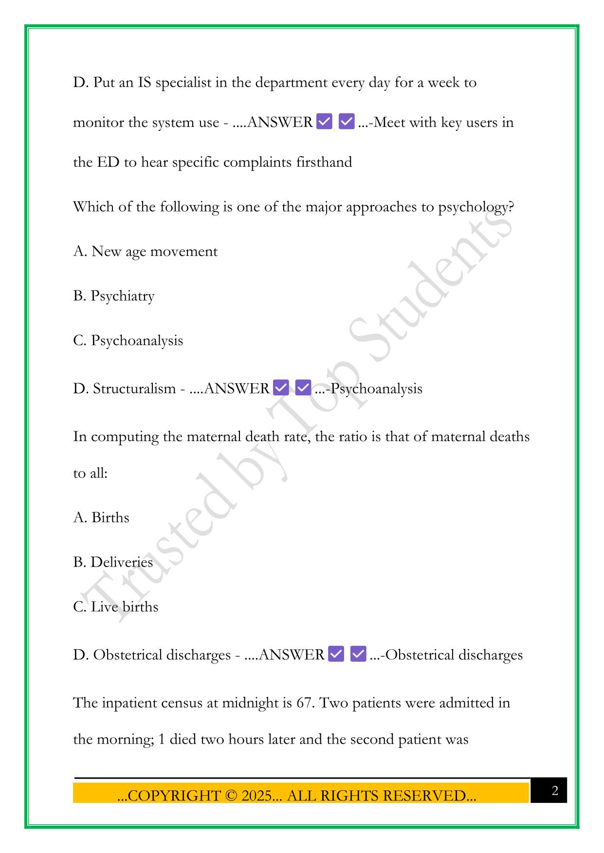 CHIMA NCE PRACTICE QUESTIONS 2025 WITH ANSWERS