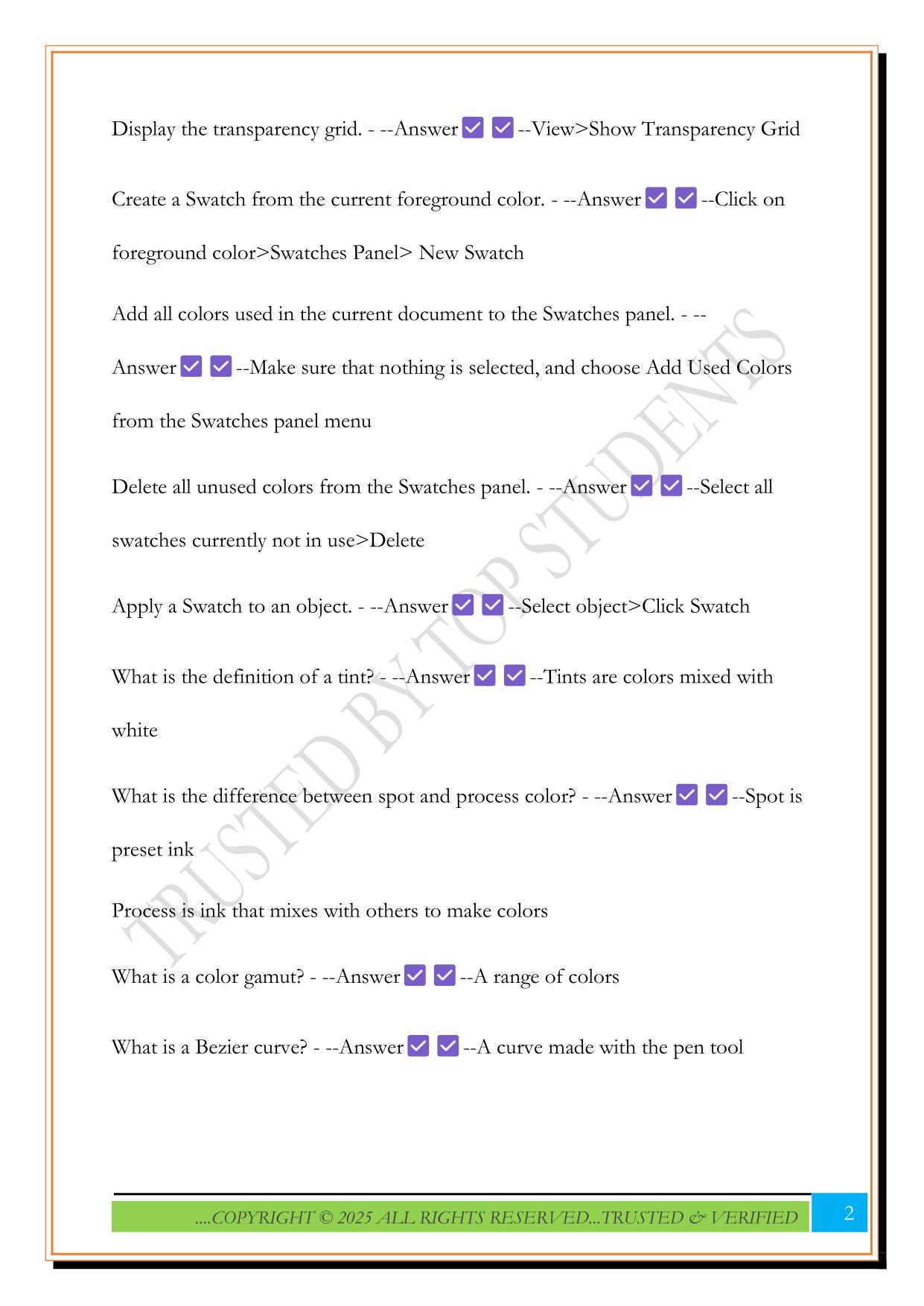 Adobe Illustrator Exam 2025 Questions and Answers