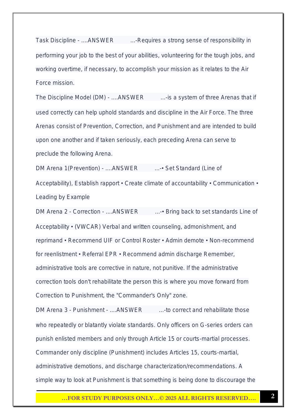 NCOA DLC Test 3 pt. 1 2025 Questions and Answers