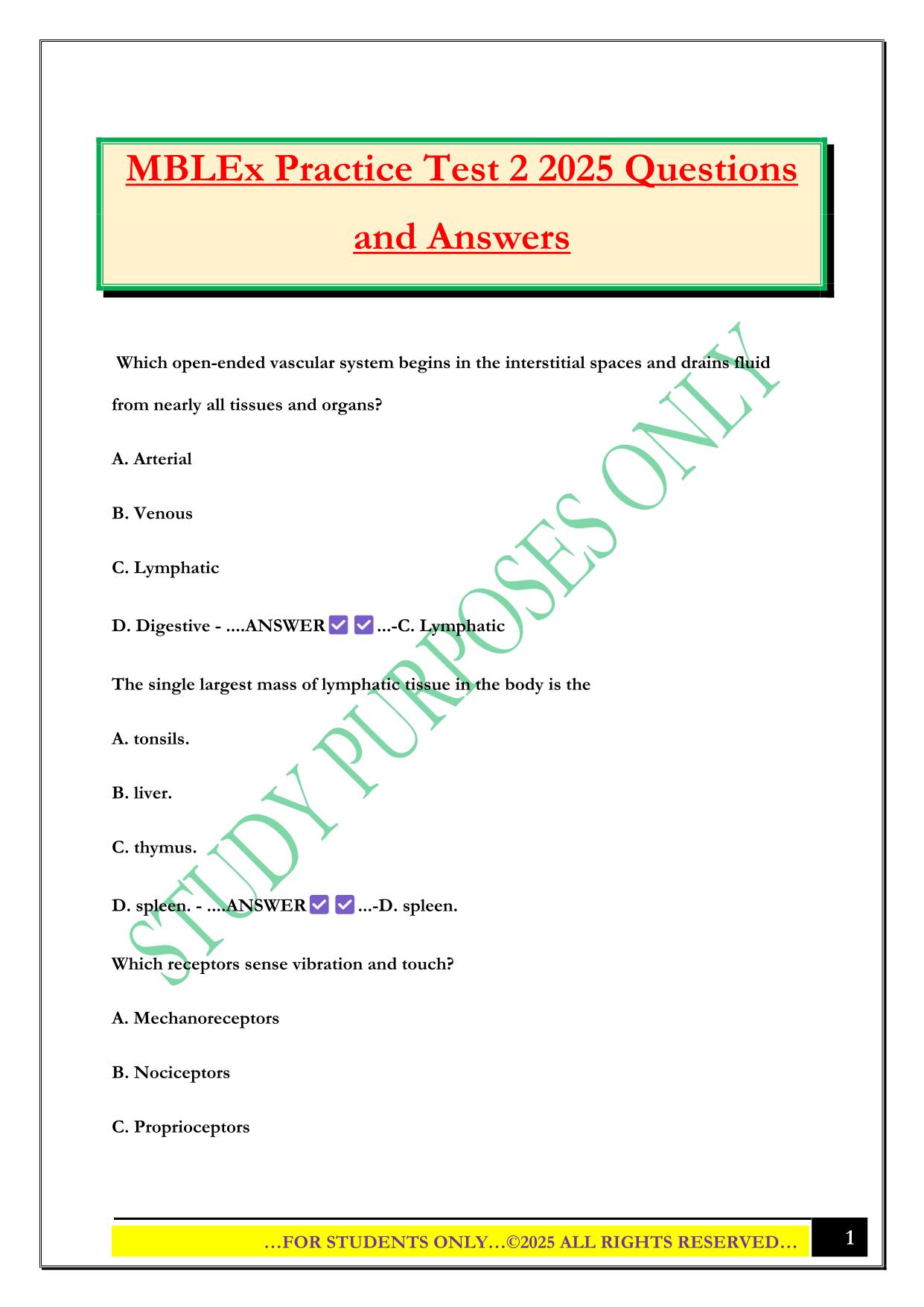 MBLEx Practice Test 2 2025 Questions and Answers
