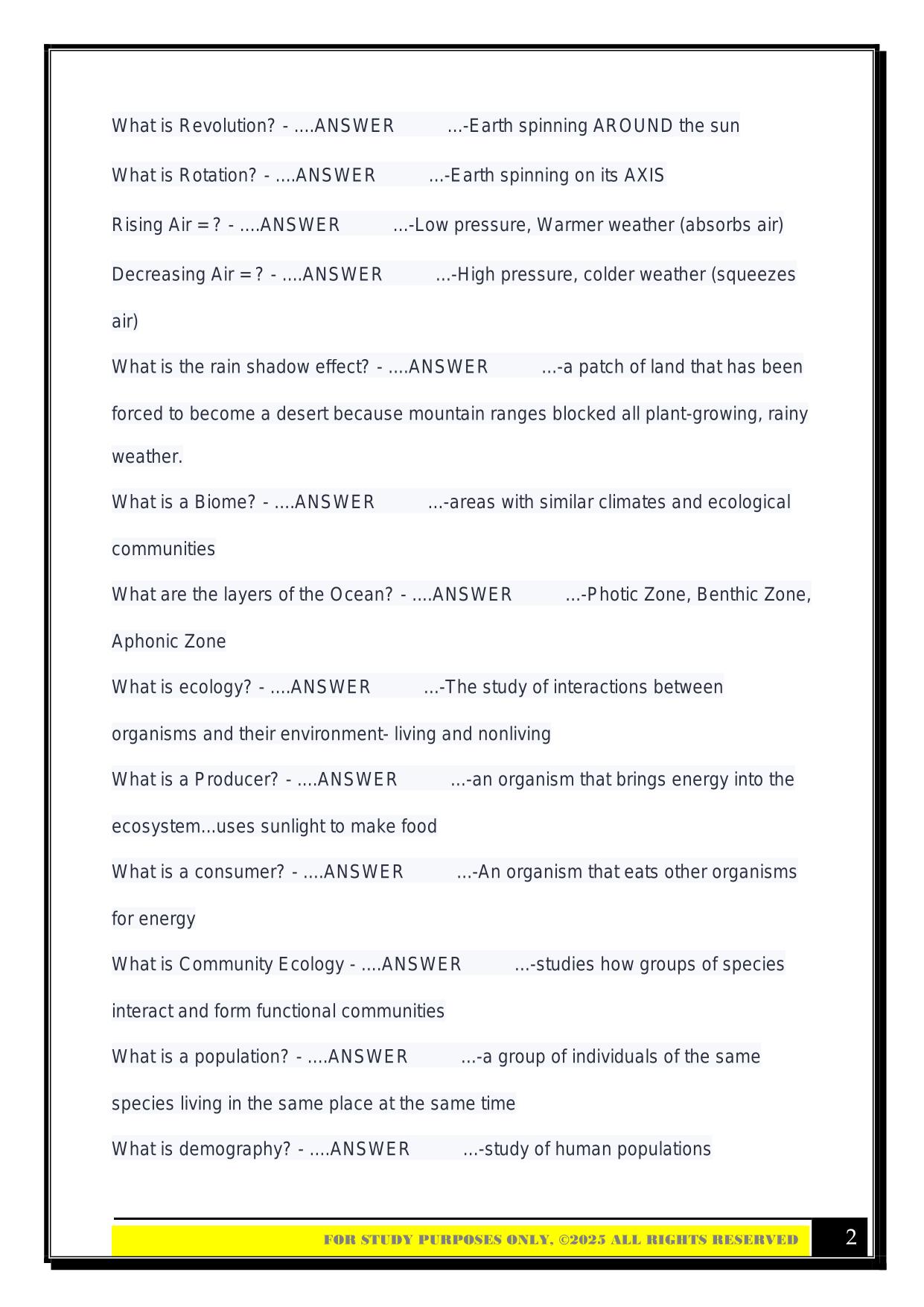 BIO 100 Chapter 1 Exam 2025 Questions and Answers