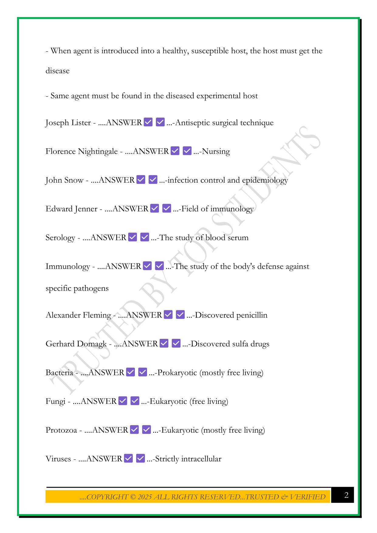 IUPUI MICROBIOLOGY EXAM 1 2025 QUESTIONS AND ANSWERS