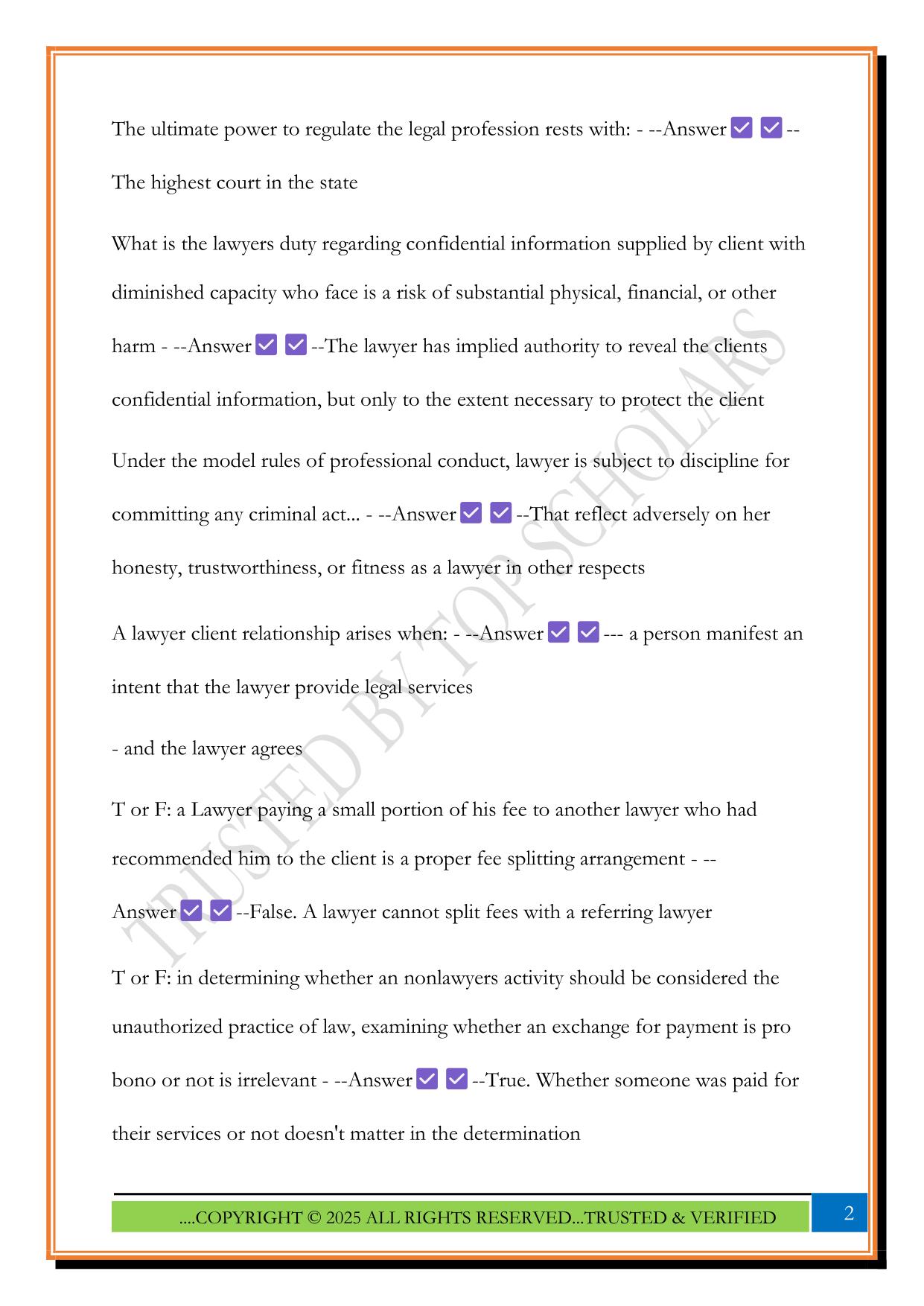 BARBRI MPRE Exam 2025 Questions and Answers