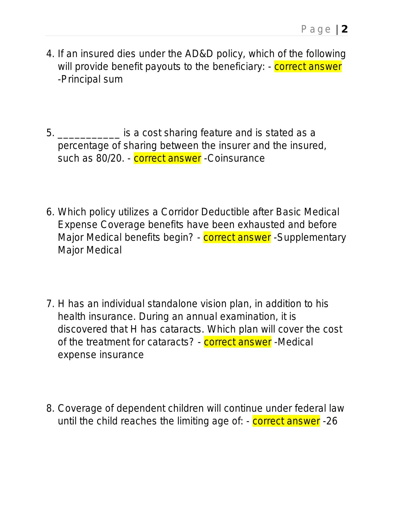 FL HEALTH AGENT 240 EXAM BRAND NEW ACTUAL EXAM WITH ANSWERS.