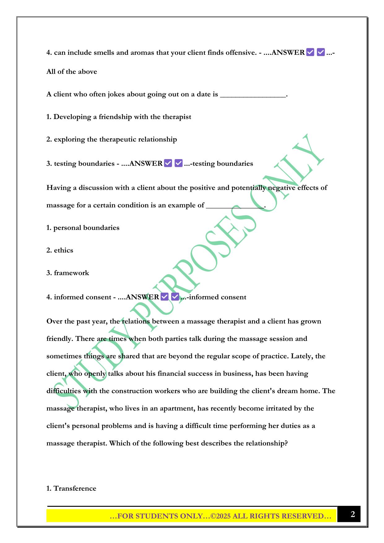 MBLEX - Massage practice test 2025 Questions and Answers