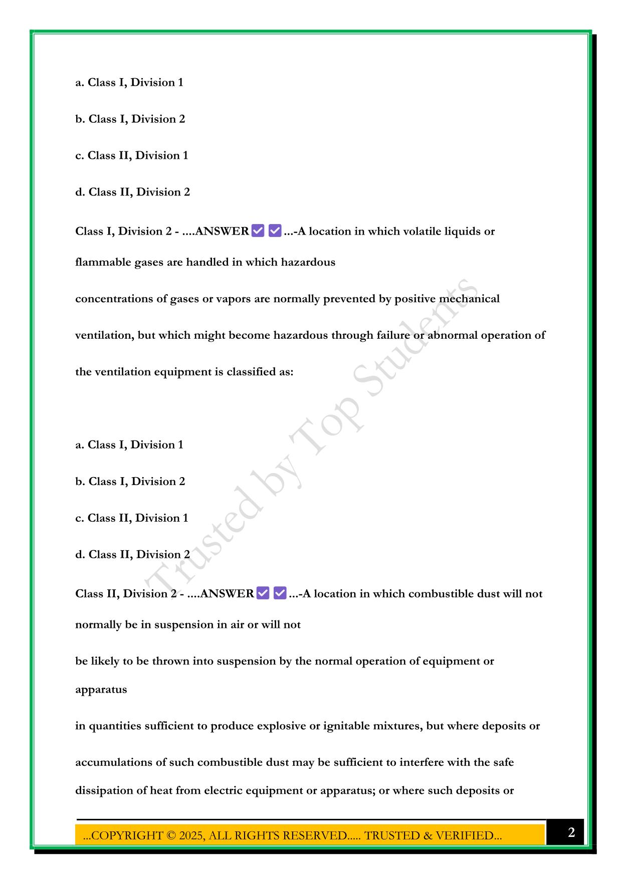 NATIONAL ELECTRICAL CODE EXAM 2025 QUESTIONS AND ANSWERS
