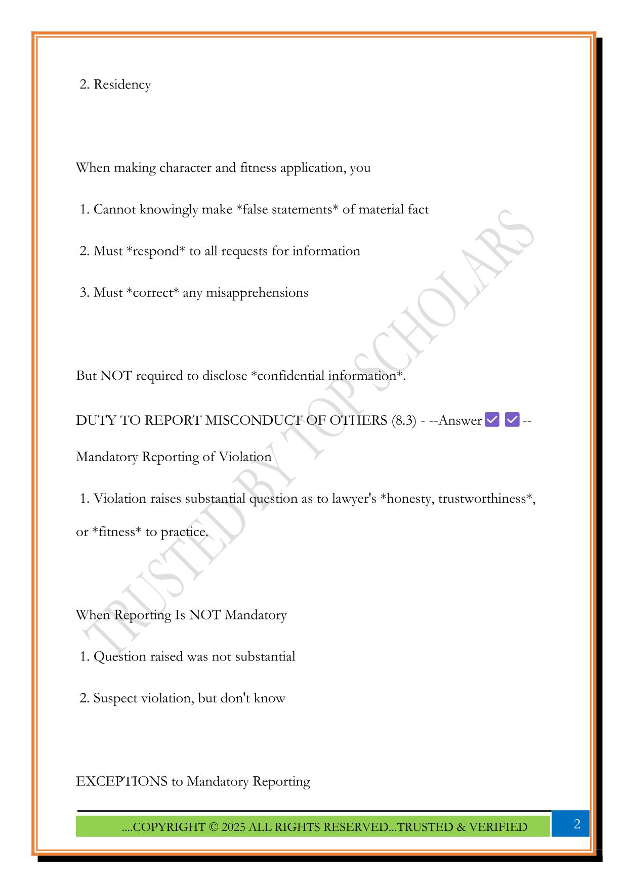 MPRE Exam 2025 Questions and Answers