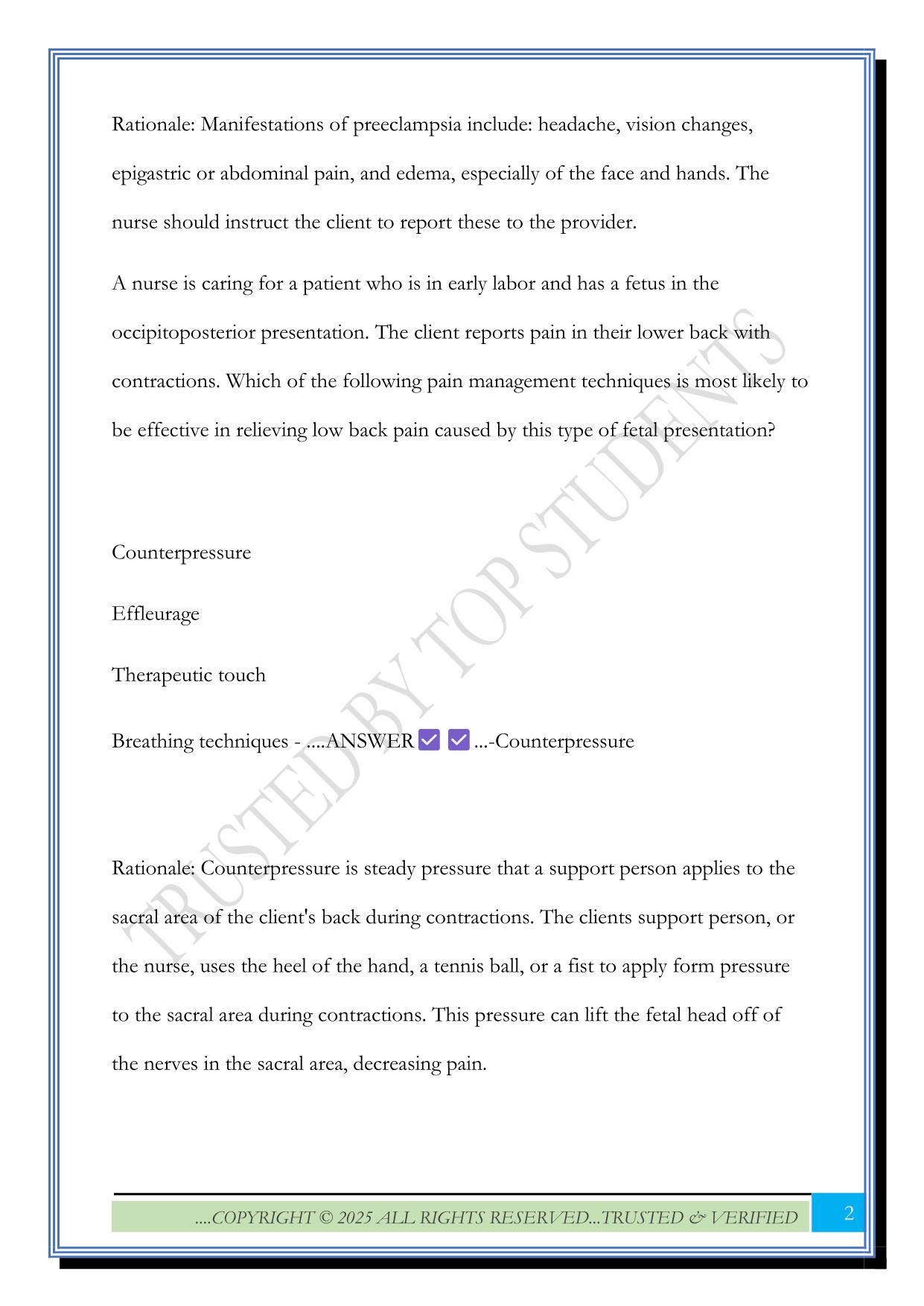 ATI Skills Module 3.0: Maternal Newborn Exam 2025 Questions and Answers |100% Solved
