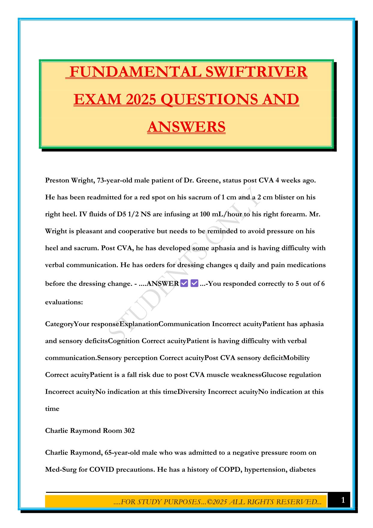 FUNDAMENTAL SWIFTRIVER EXAM 2025 QUESTIONS AND ANSWERS
