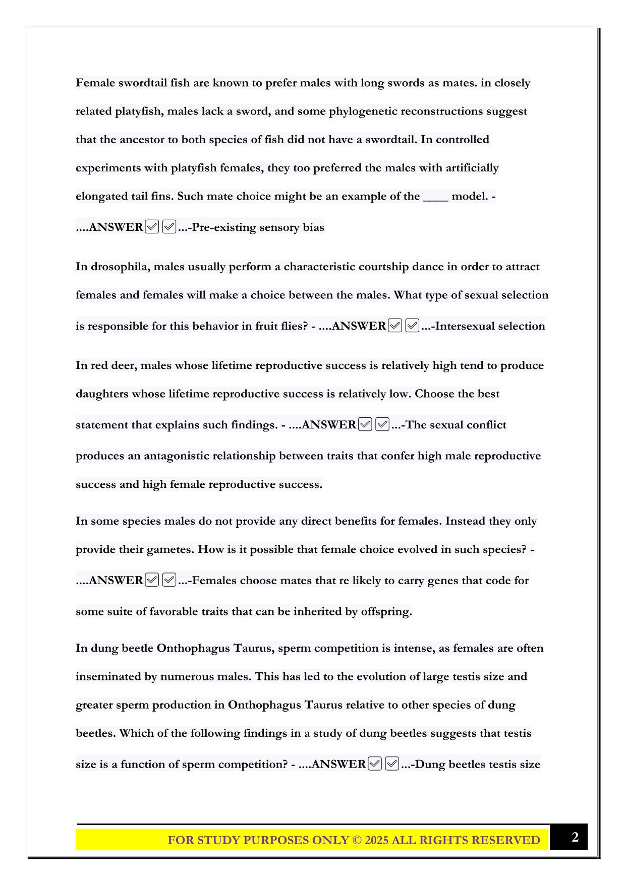 Biol 322 Exam 3 2025 Questions and Answers