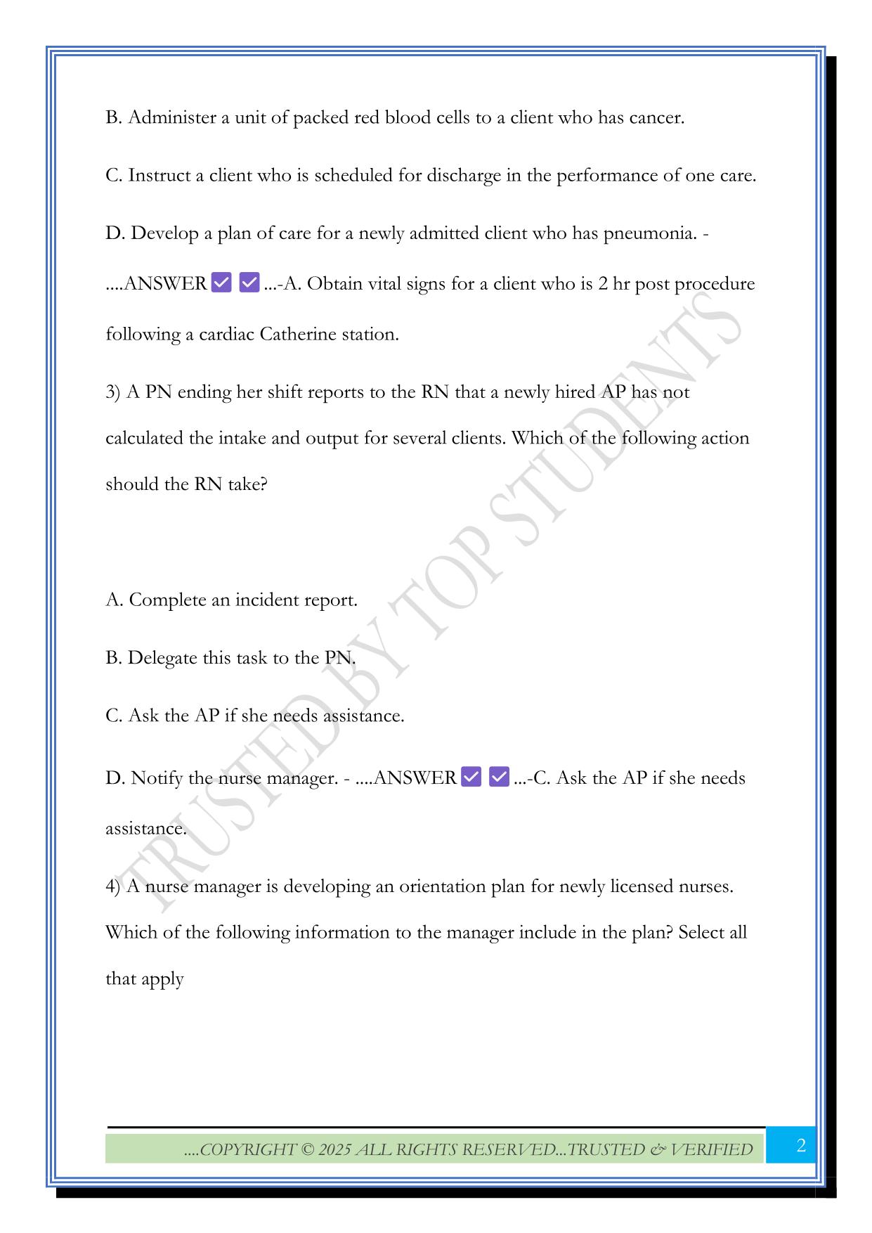 ATI nursing leadership and management Exam 2025 Questions and Answers