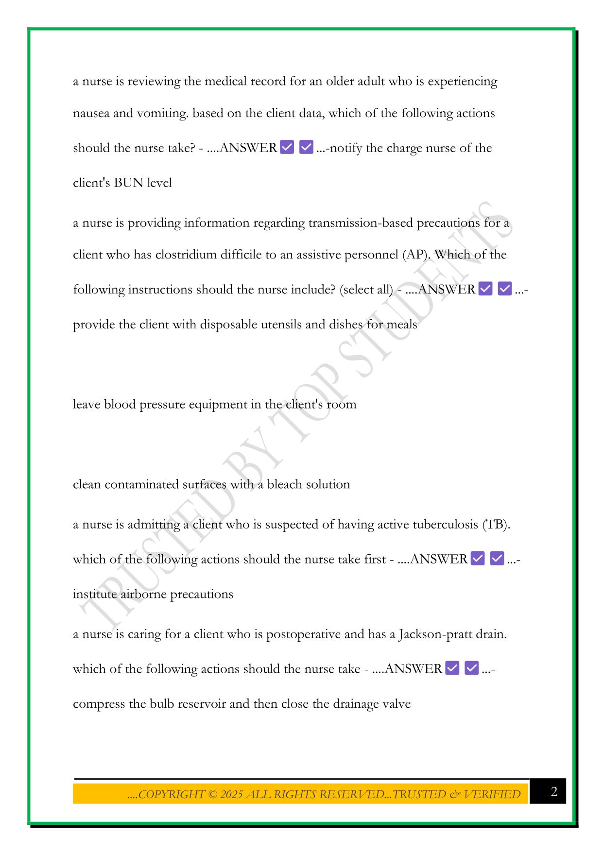 PN ADULT MED SURG REVIEW 2025 QUESTIONS AND ANSWERS