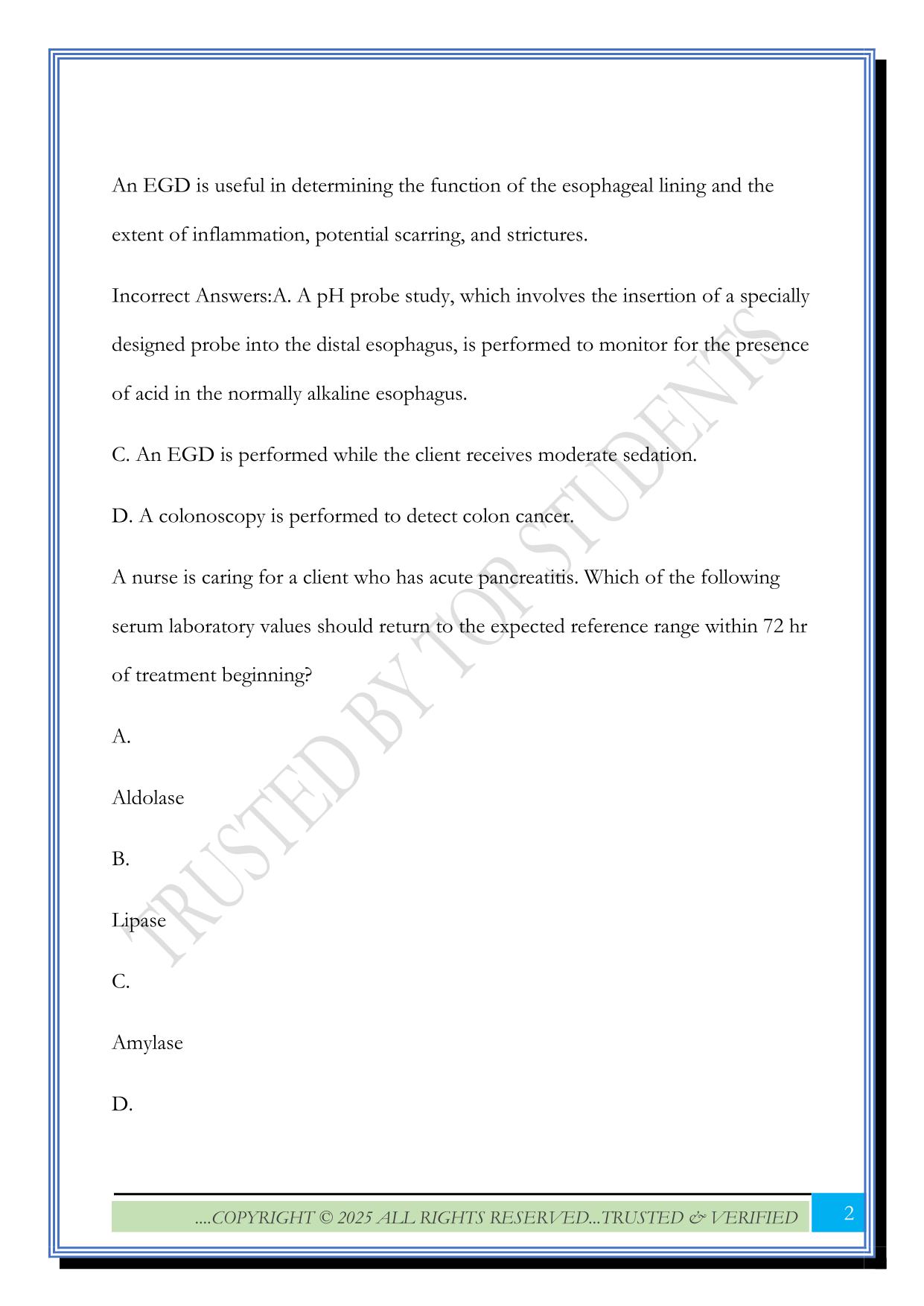 ATI GI System Practice Questions with Correct Answers