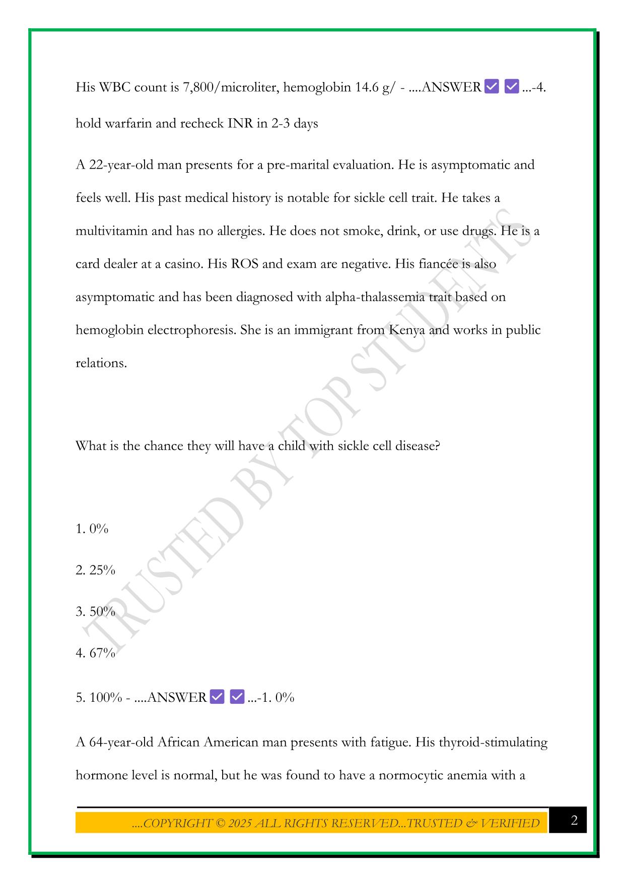 BASELINE EXAM 2025 QUESTIONS AND ANSWERS
