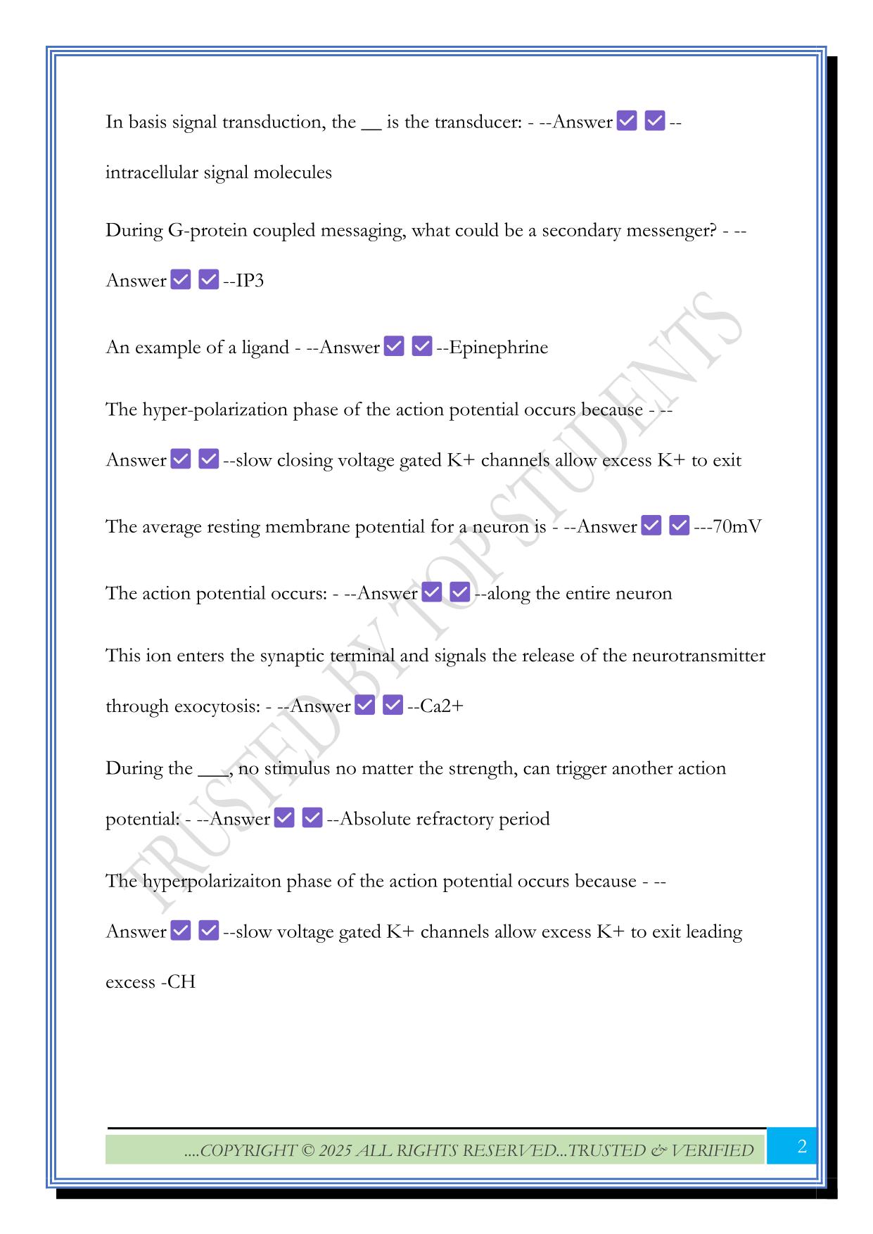 APHY 201 Midterm Exam 2025 Questions and Answers