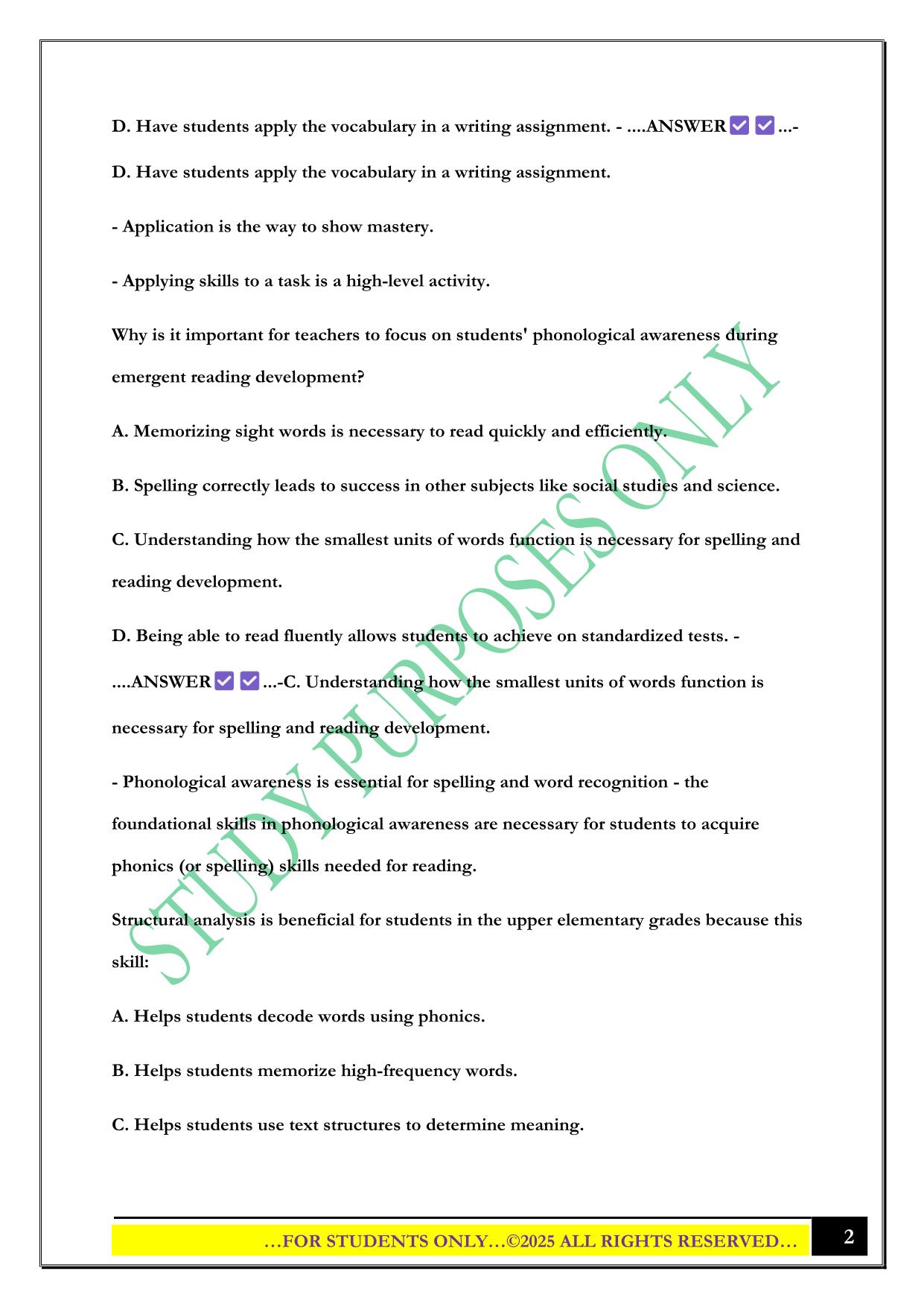 ELED 330 Final Exam 2025 Questions and Answers