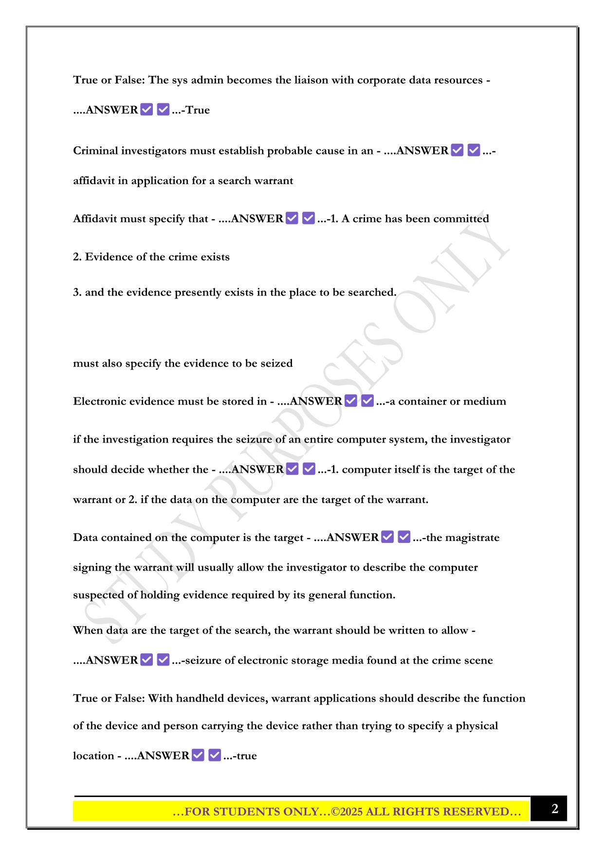Chapter 12 | Investigation of Cyber Crime Exam 2025 Questions and Answers