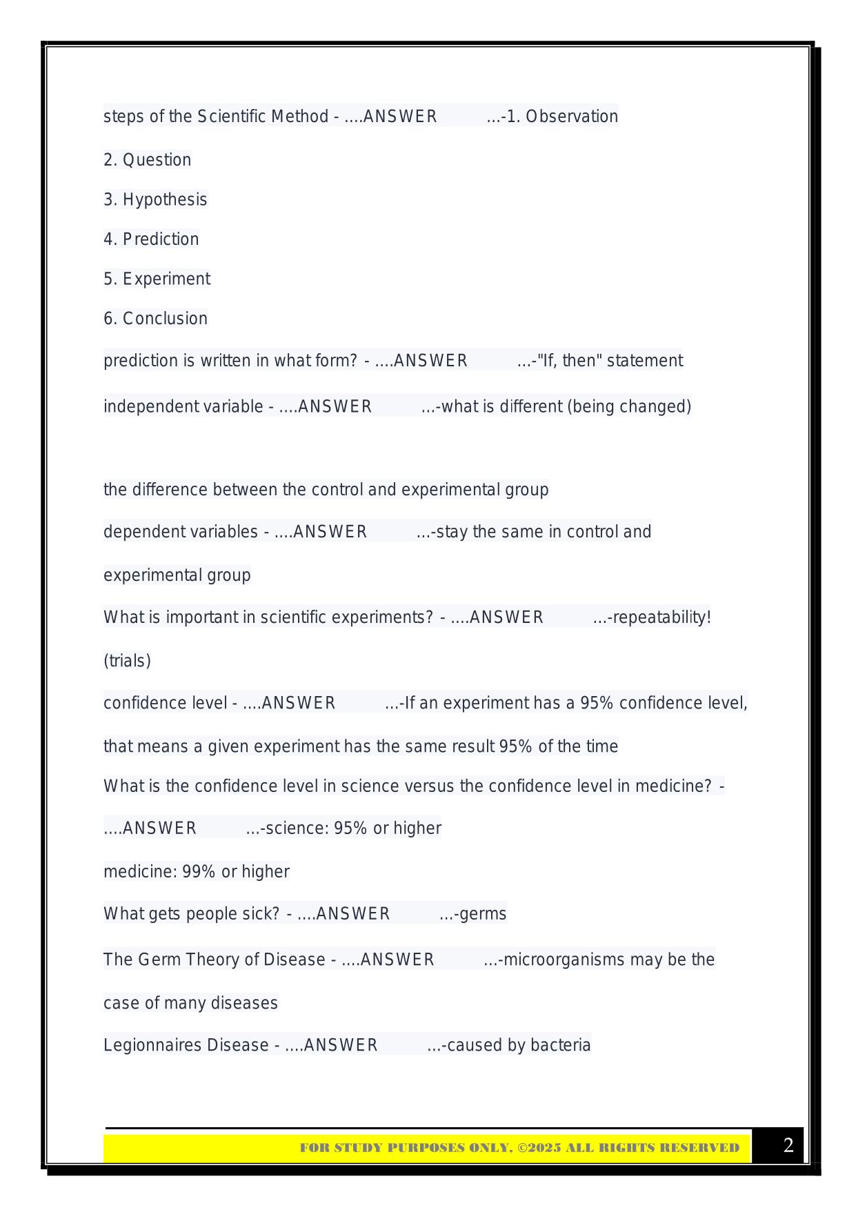 BIO 100 Exam 1 (Rogers-BSU) 2025 Questions and Answers