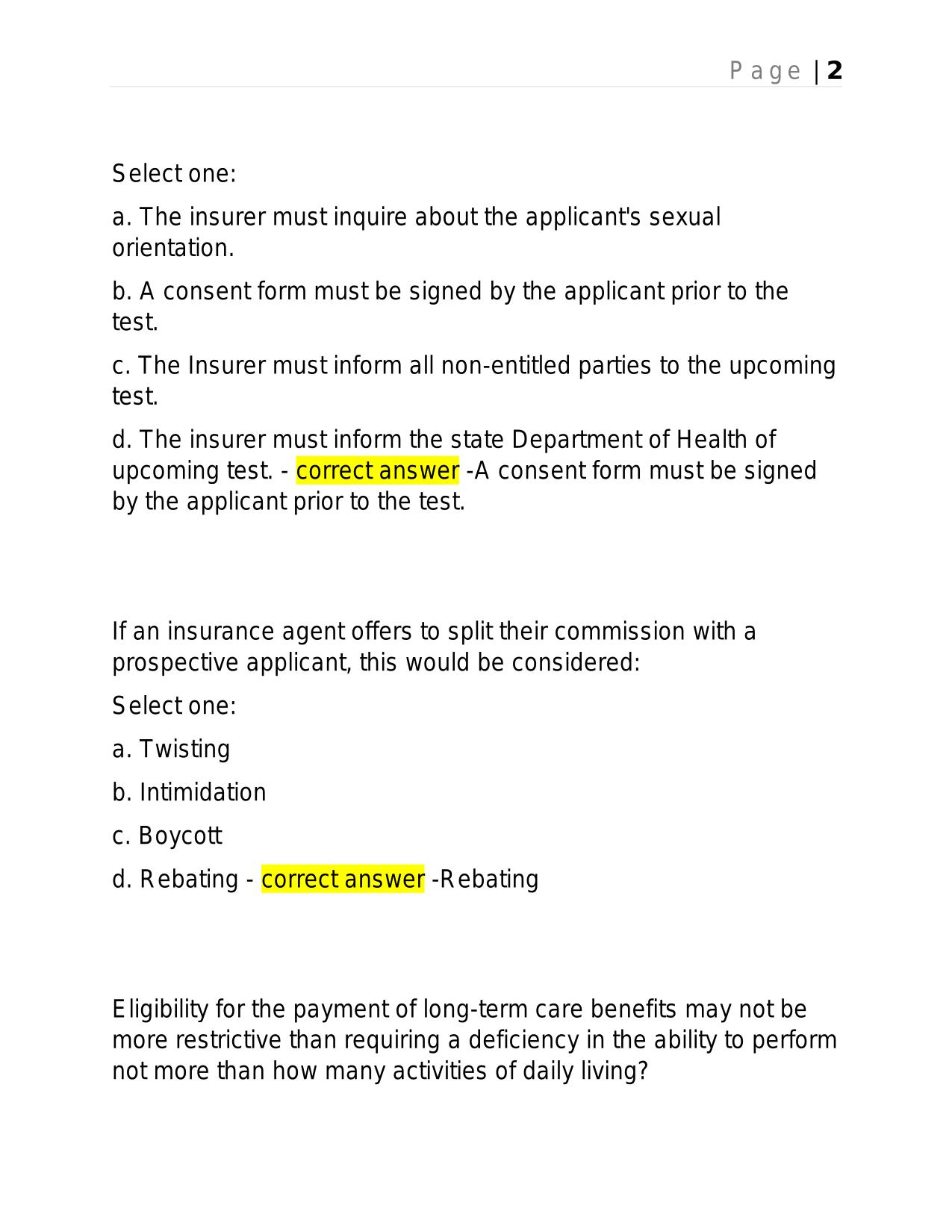 HEALTH LICENSE EXAM BRAND NEW ACTUAL EXAM WITH ANSWERS.