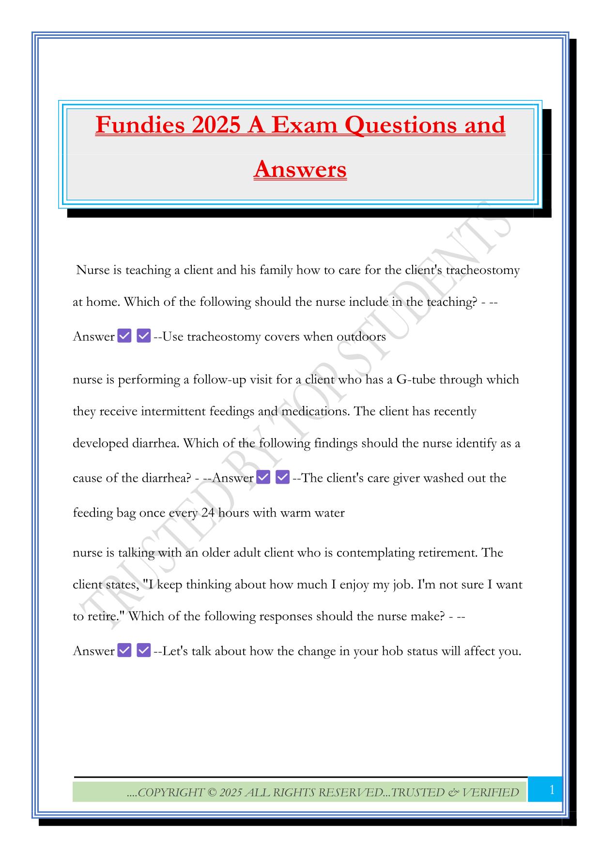 Fundies 2025 A Exam Questions and Answers