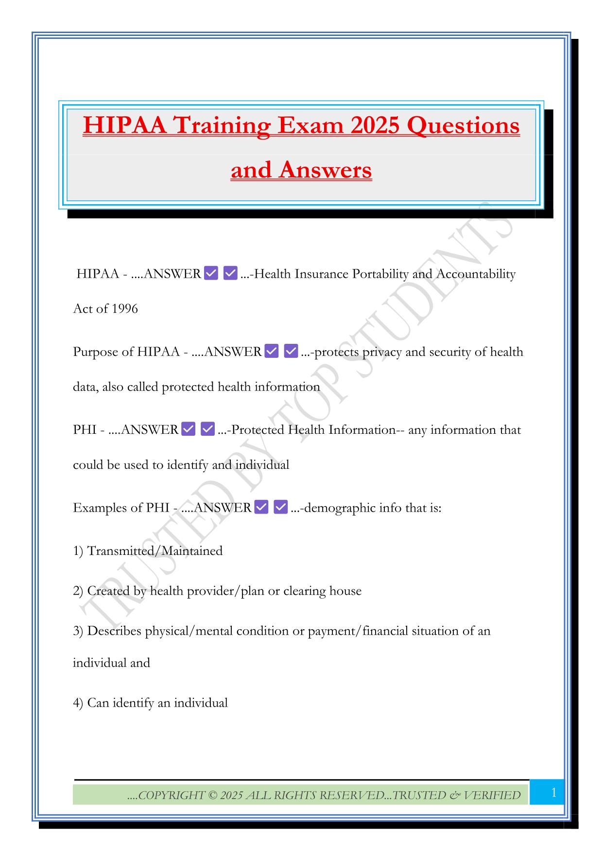 ATI HIPAA Fall 2025 Bundled Exams Questions and Answers |100% Pass |Verified and Updated