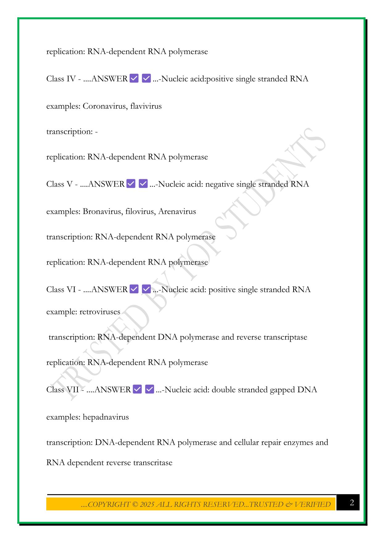 BMS2052-VIROLOGY EXAM 2025 QUESTIONS AND ANSWERS