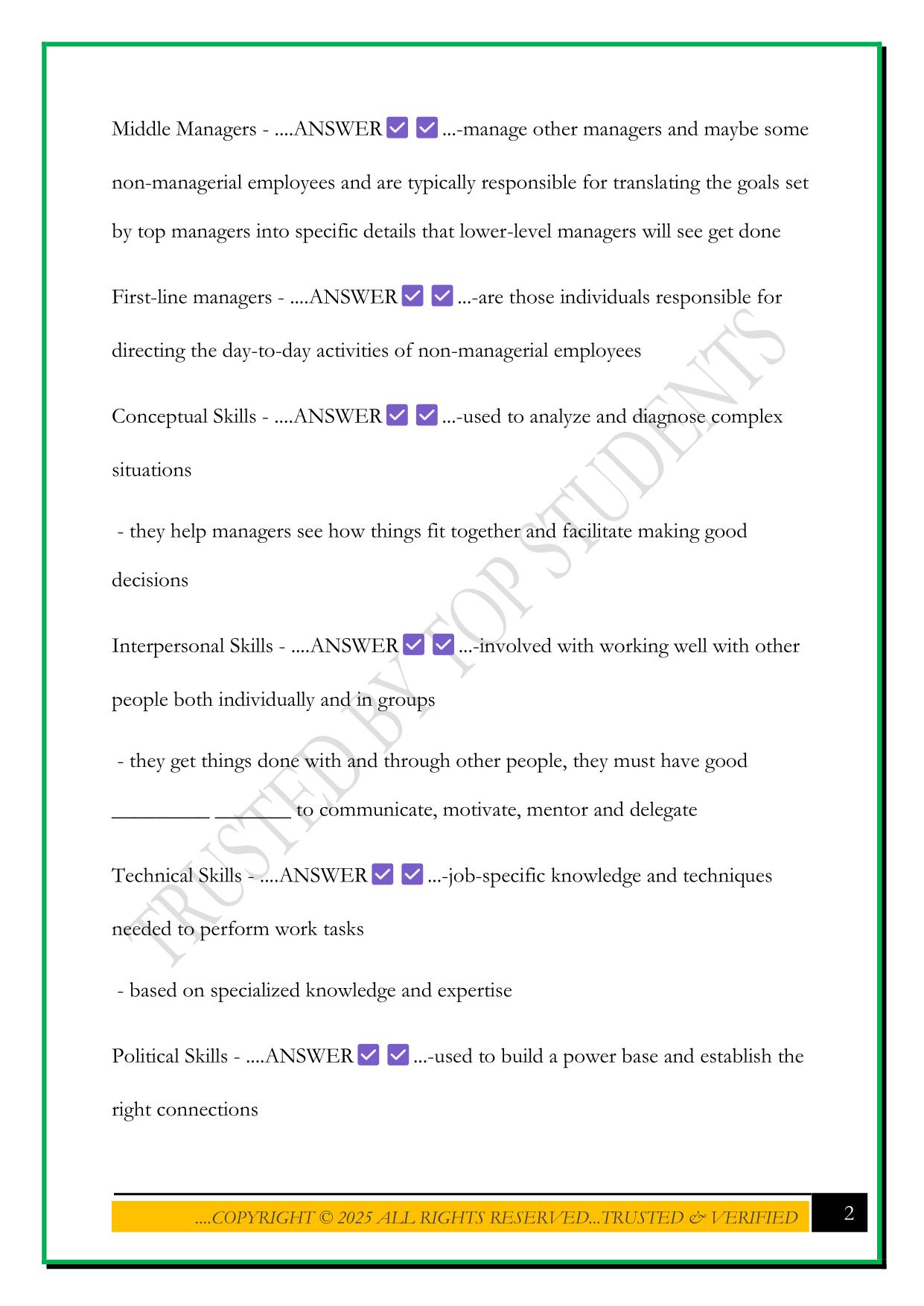 MGT 202 FINAL EXAM 2025 QUESTIONS AND ANSWERS