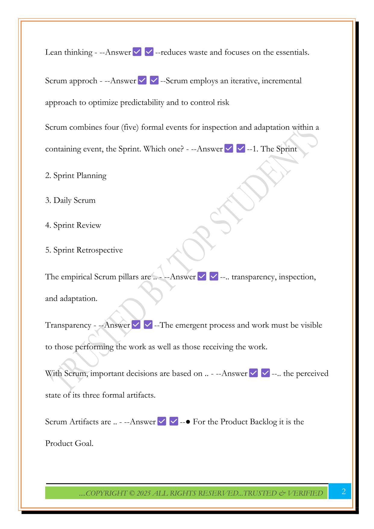Product Owner PSPO Exam 2025 Questions and Answers