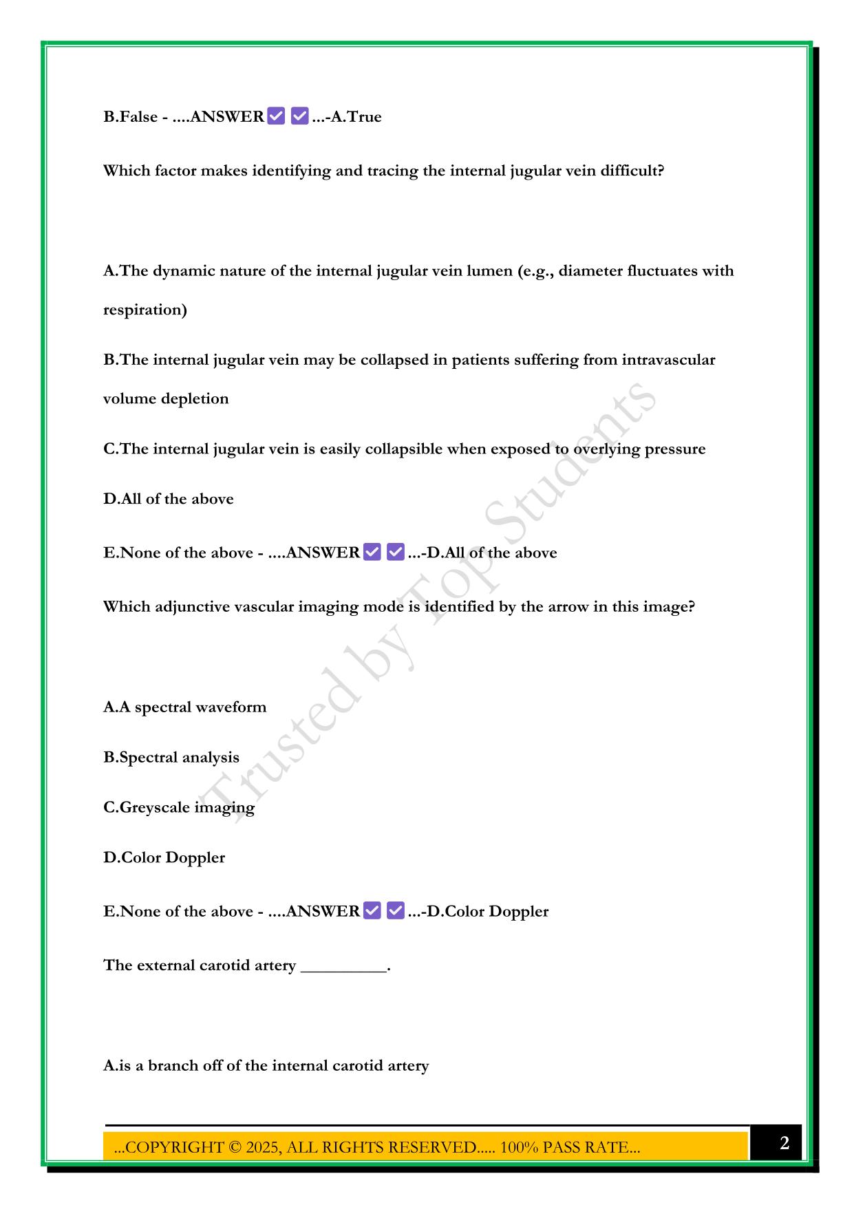 SONOSIM CEREBROVASCULAR: ANATOMY AND PHYSIOLOGY MASTERY TEST 2025 QUESTIONS AND ANSWERS