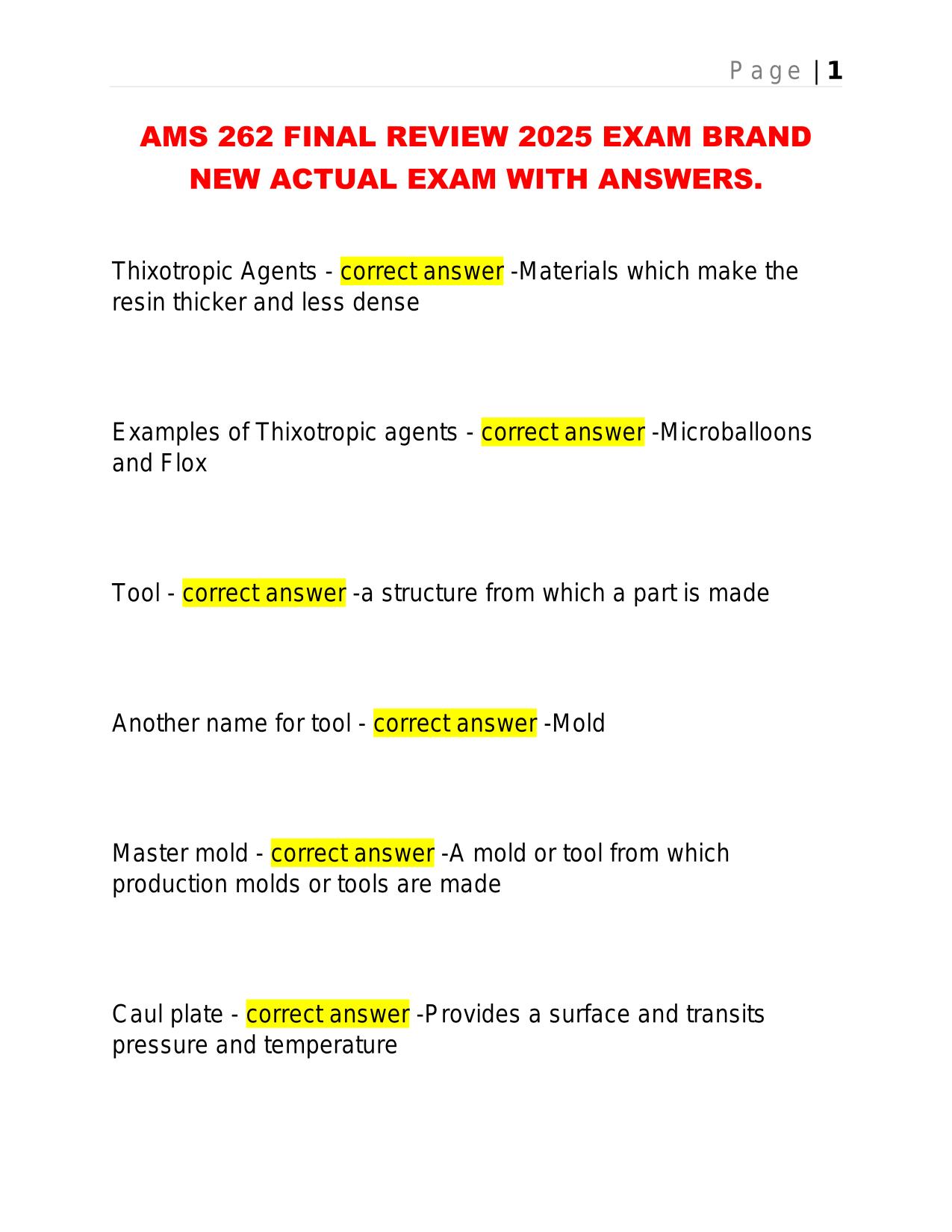 AMS 262 FINAL REVIEW 2025 EXAM BRAND NEW ACTUAL EXAM WITH ANSWERS.