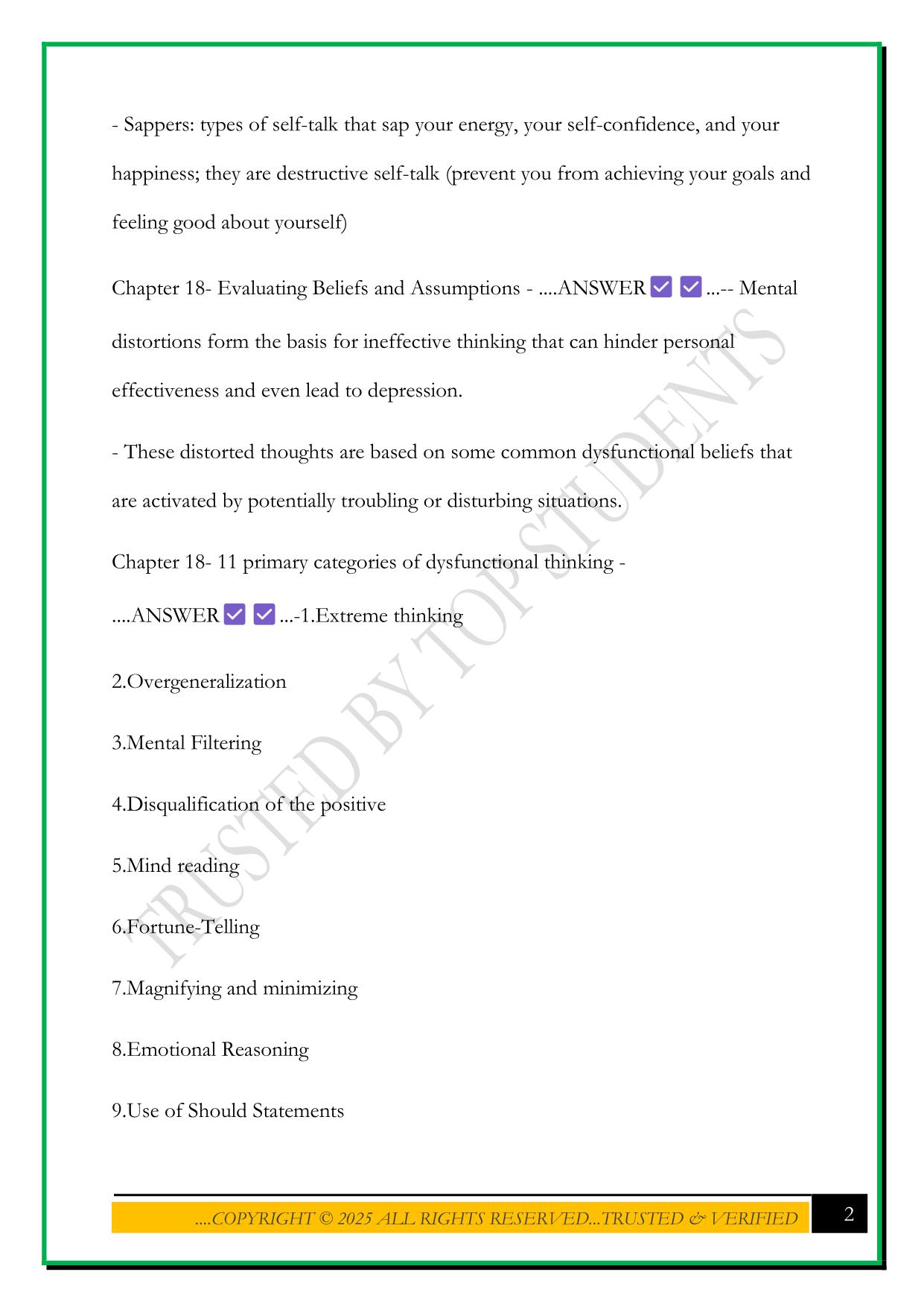 SELF-LEADERSHIP CHAPTERS (18,19,20) EXAM 3 2025 QUESTIONS AND ANSWERS