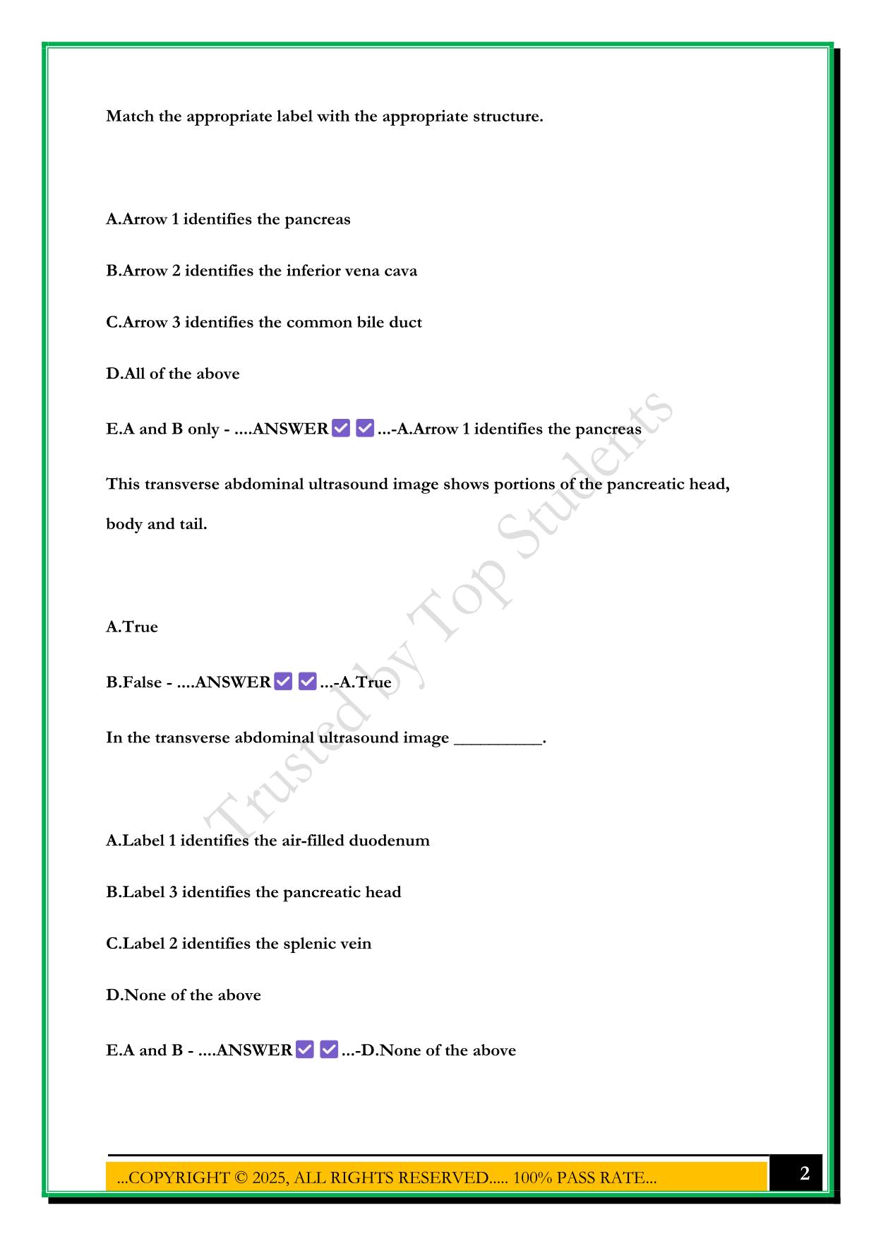 SONOSIM PANCREAS: ANATOMY AND PHYSIOLOGY MASTERY TEST 2025 QUESTIONS AND ANSWERS