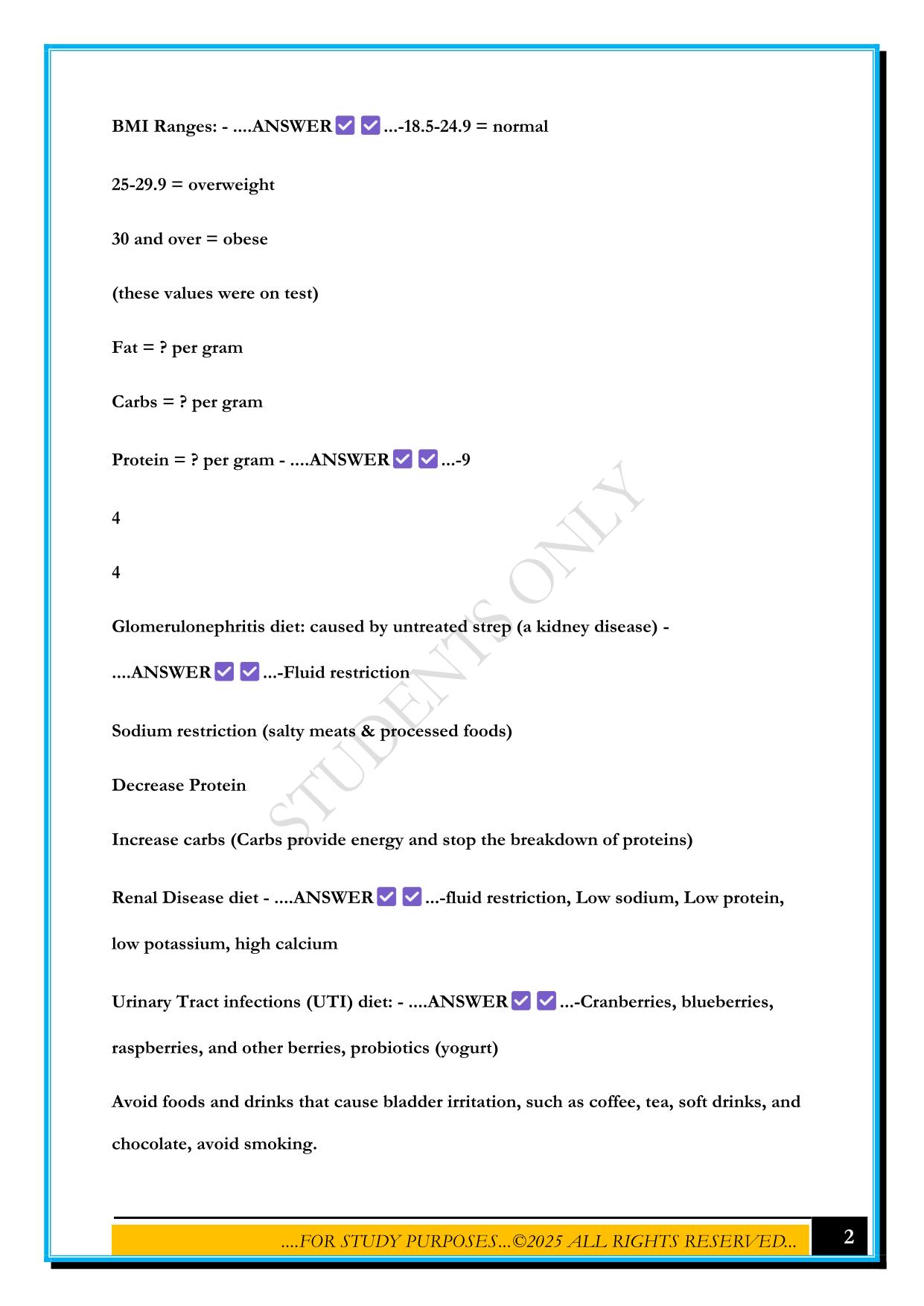 WGU HESI NUTRITION - D440 (VICTORIA + KAREEM + STEPHANIE STUDY GUIDES) EXAM 2025 QUESTIONS AND ANSWERS
