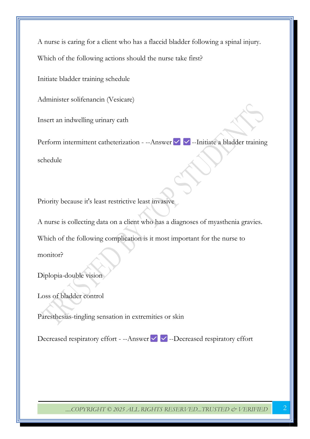 ATI priority setting frameworks advanced test 2025 Questions and Answers